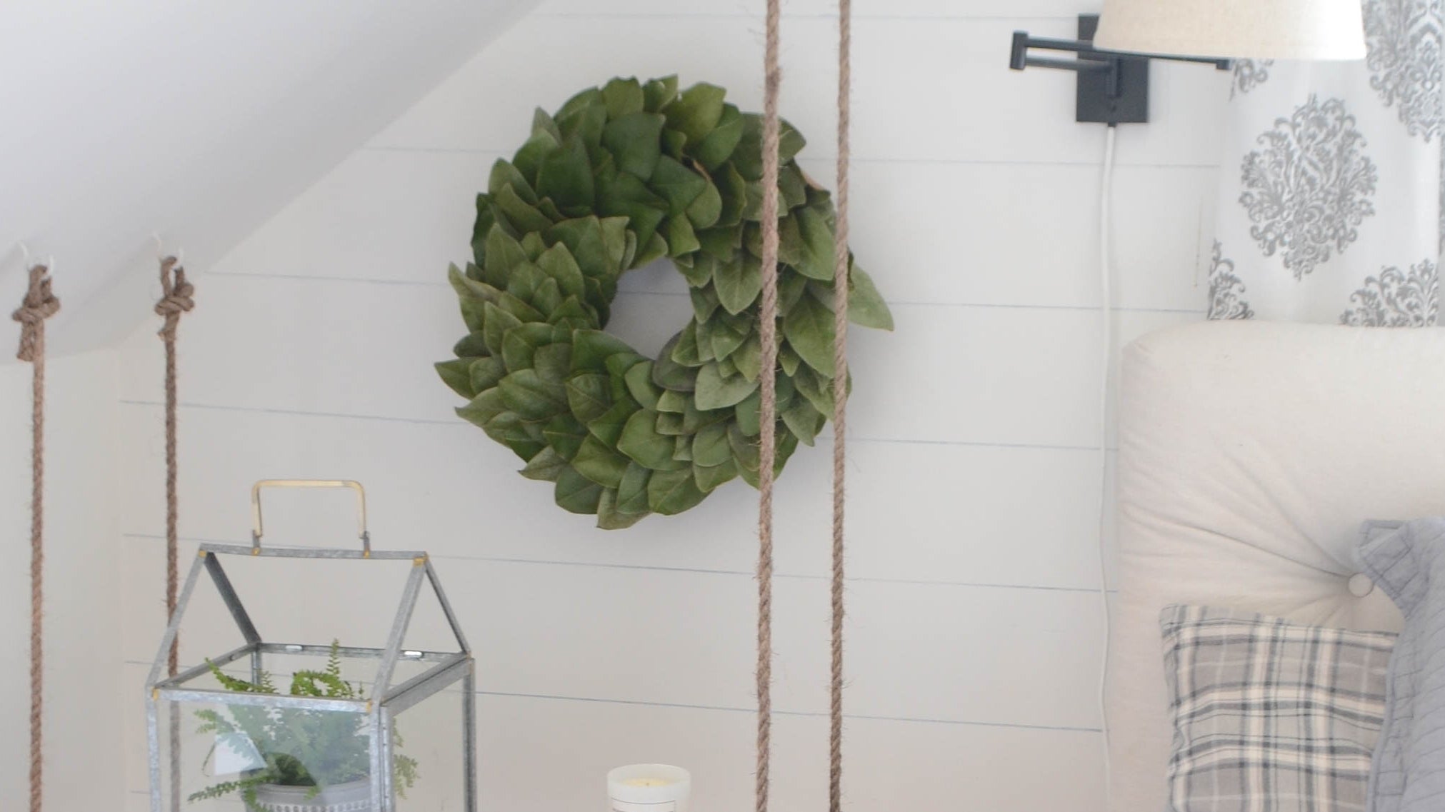 Updating the bedroom with a fresh magnolia wreath