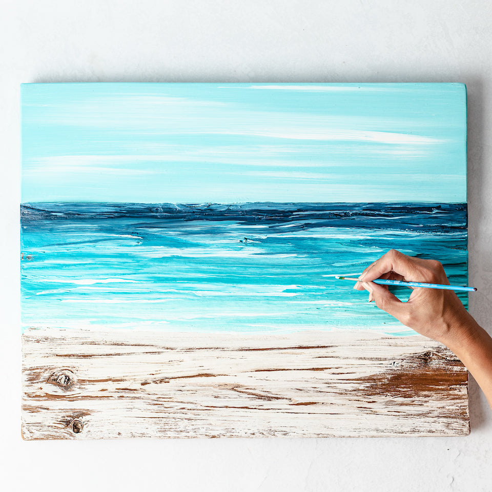 Ocean Reclaimed Wood Painting - Aimee Weaver Designs