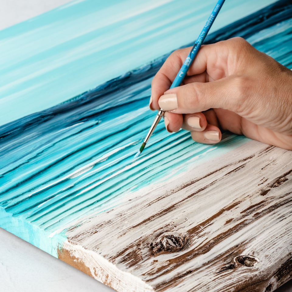 Ocean Reclaimed Wood Painting - Aimee Weaver Designs