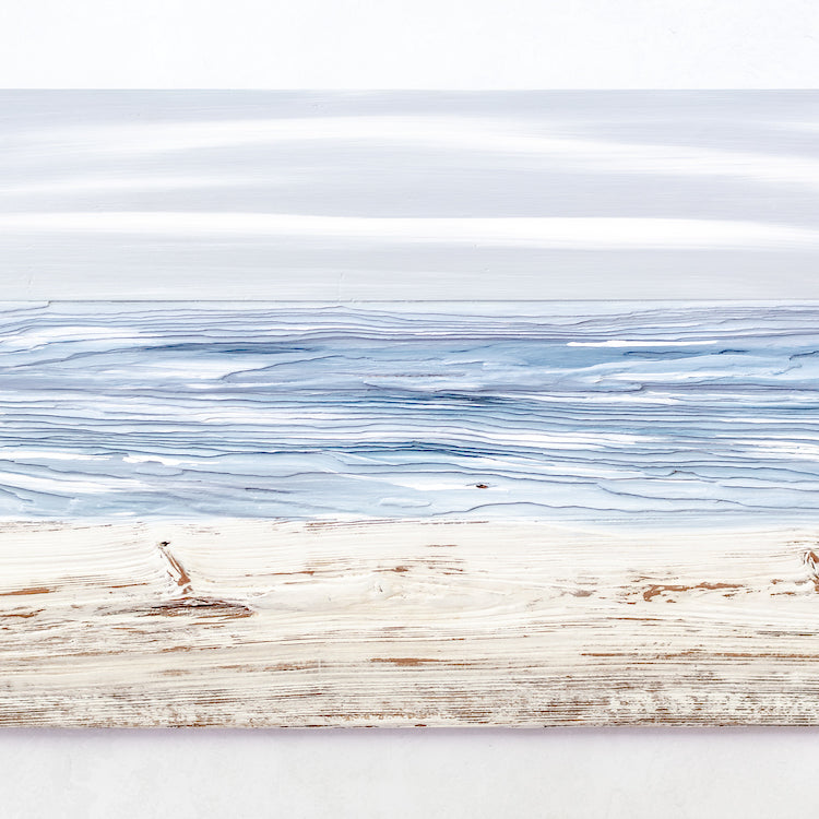 Ocean Reclaimed Wood Muted Painting - Aimee Weaver Designs