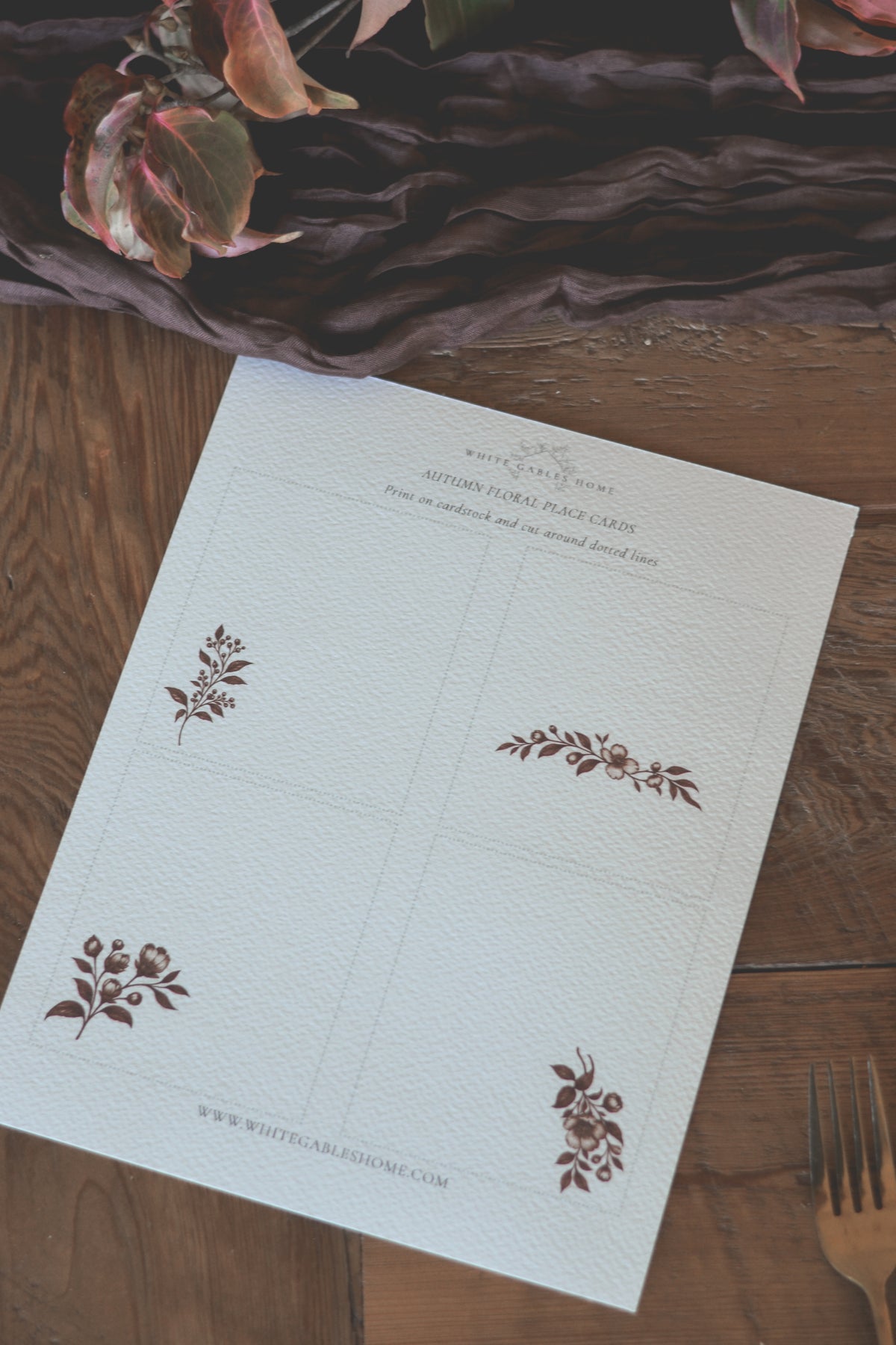 Autumn Floral Name Cards - Aimee Weaver Designs