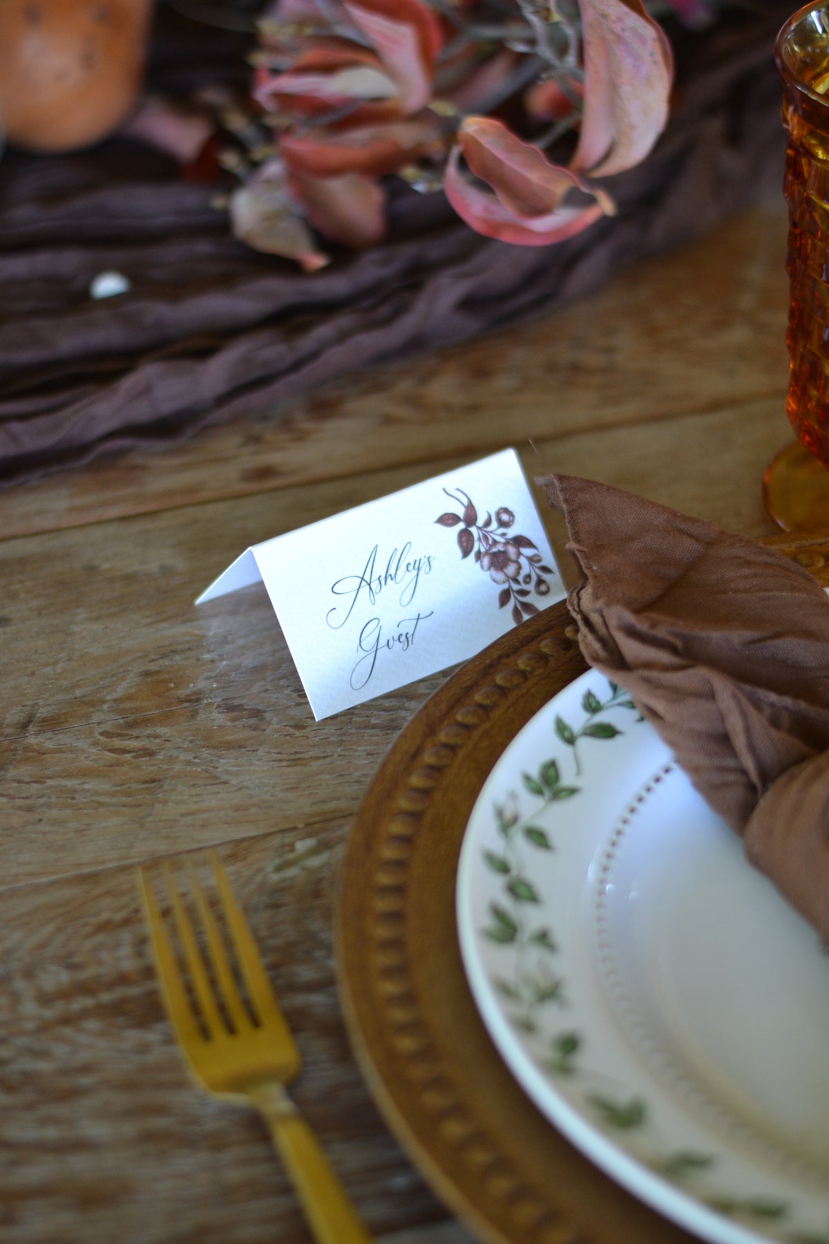 Autumn Floral Name Cards - Aimee Weaver Designs