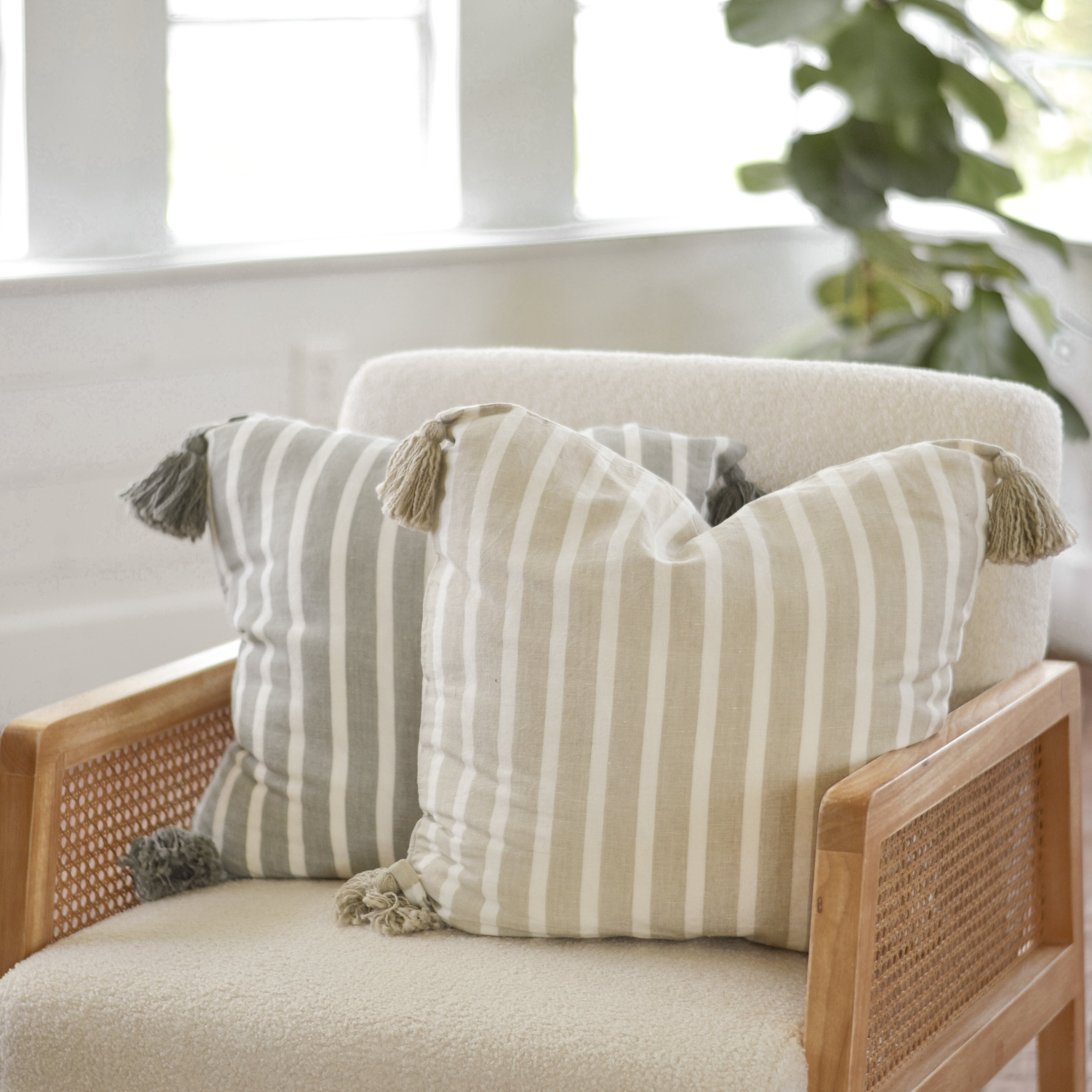 Ella Striped Tassel Pillow Cover - Aimee Weaver Designs