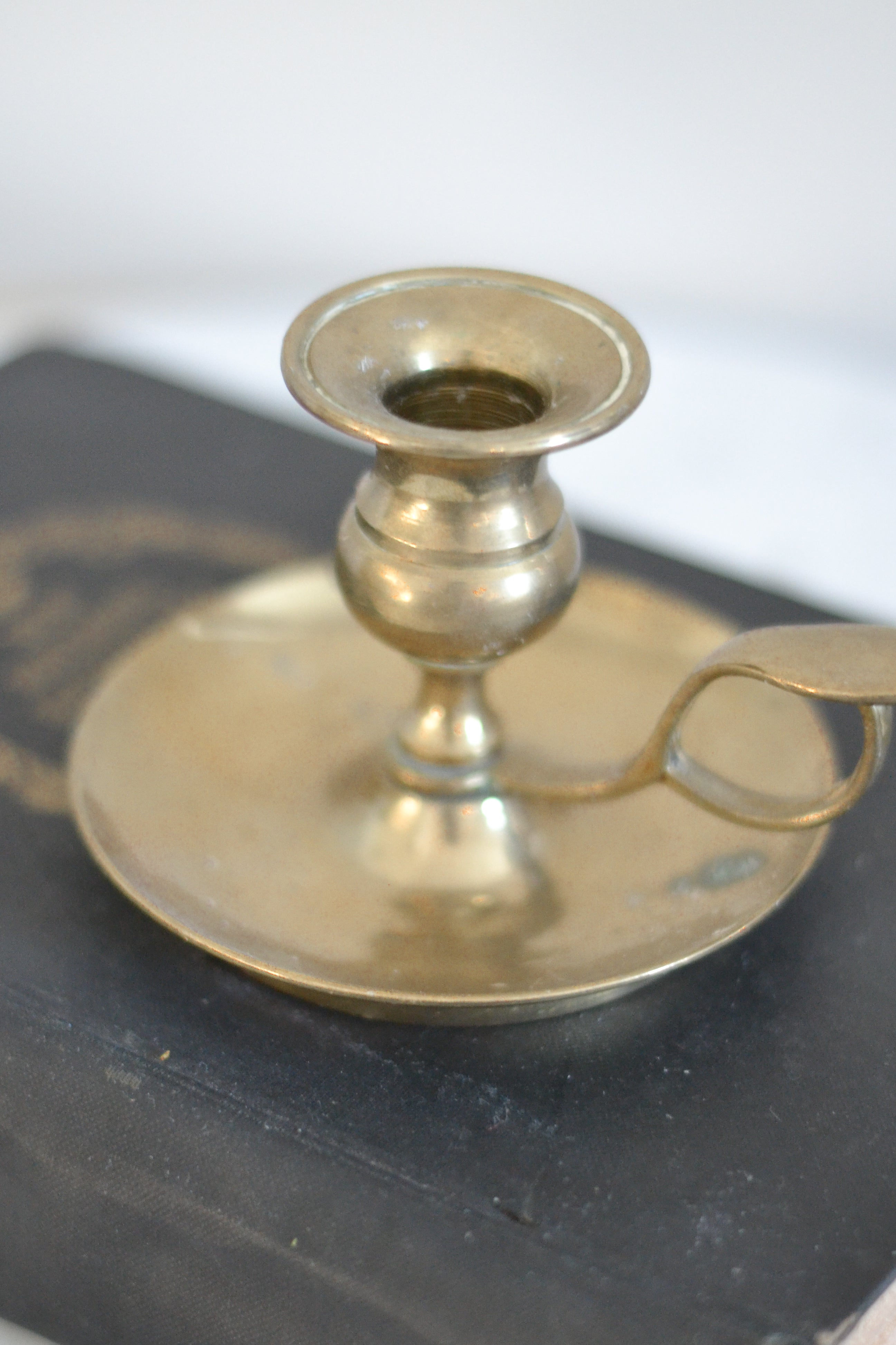 Vintage Brass Candle Holder With Handle - Aimee Weaver Designs