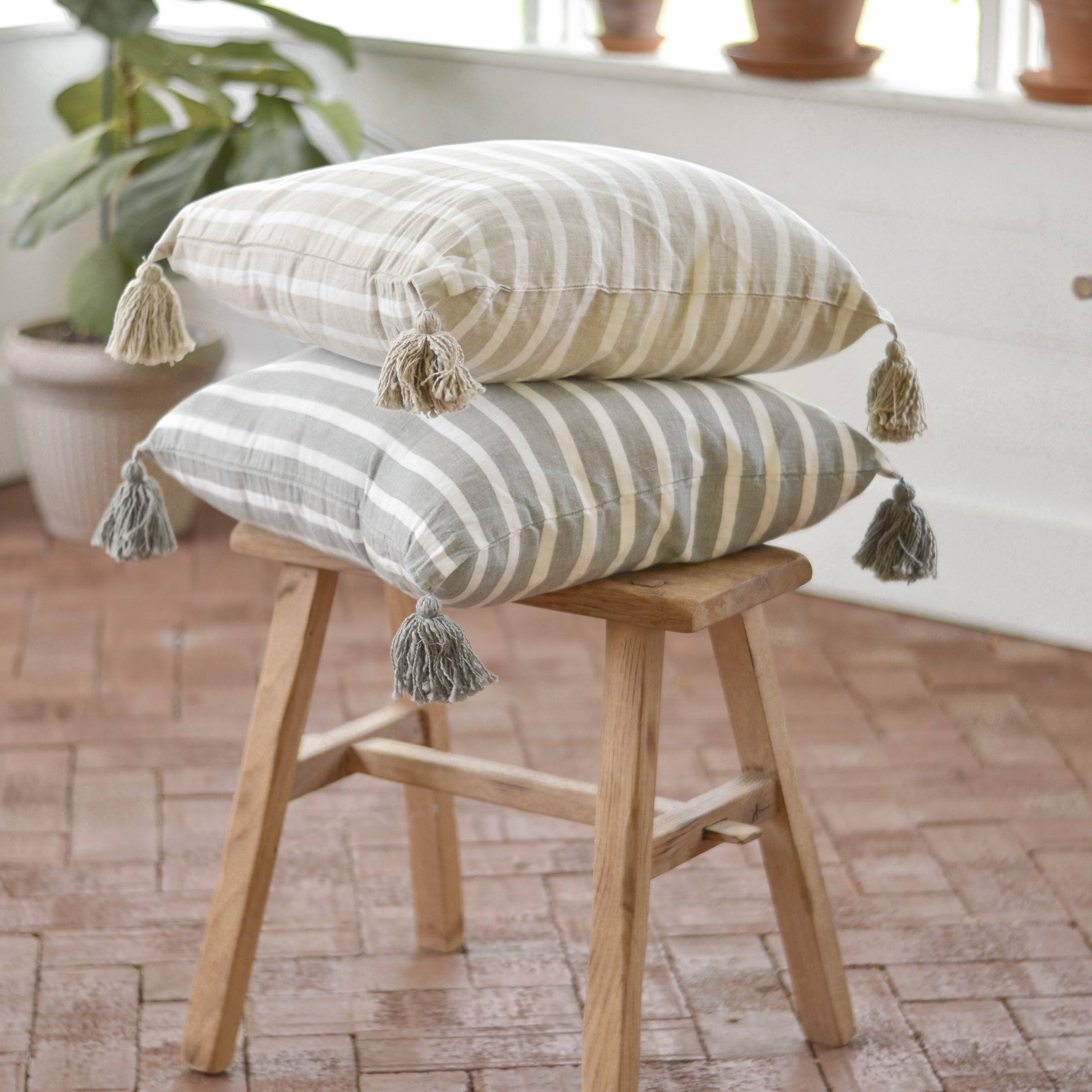 Ella Striped Tassel Pillow Cover - Aimee Weaver Designs