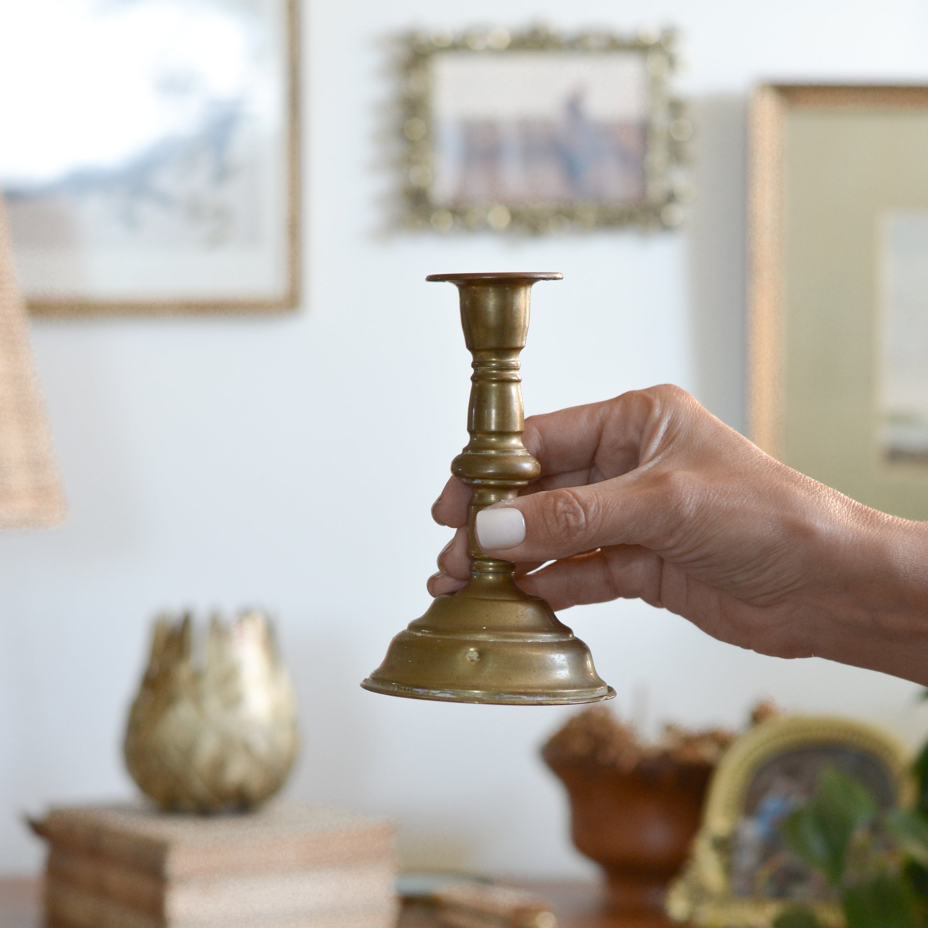 Vintage Brass 5.5" Candle Holder - Aimee Weaver Designs