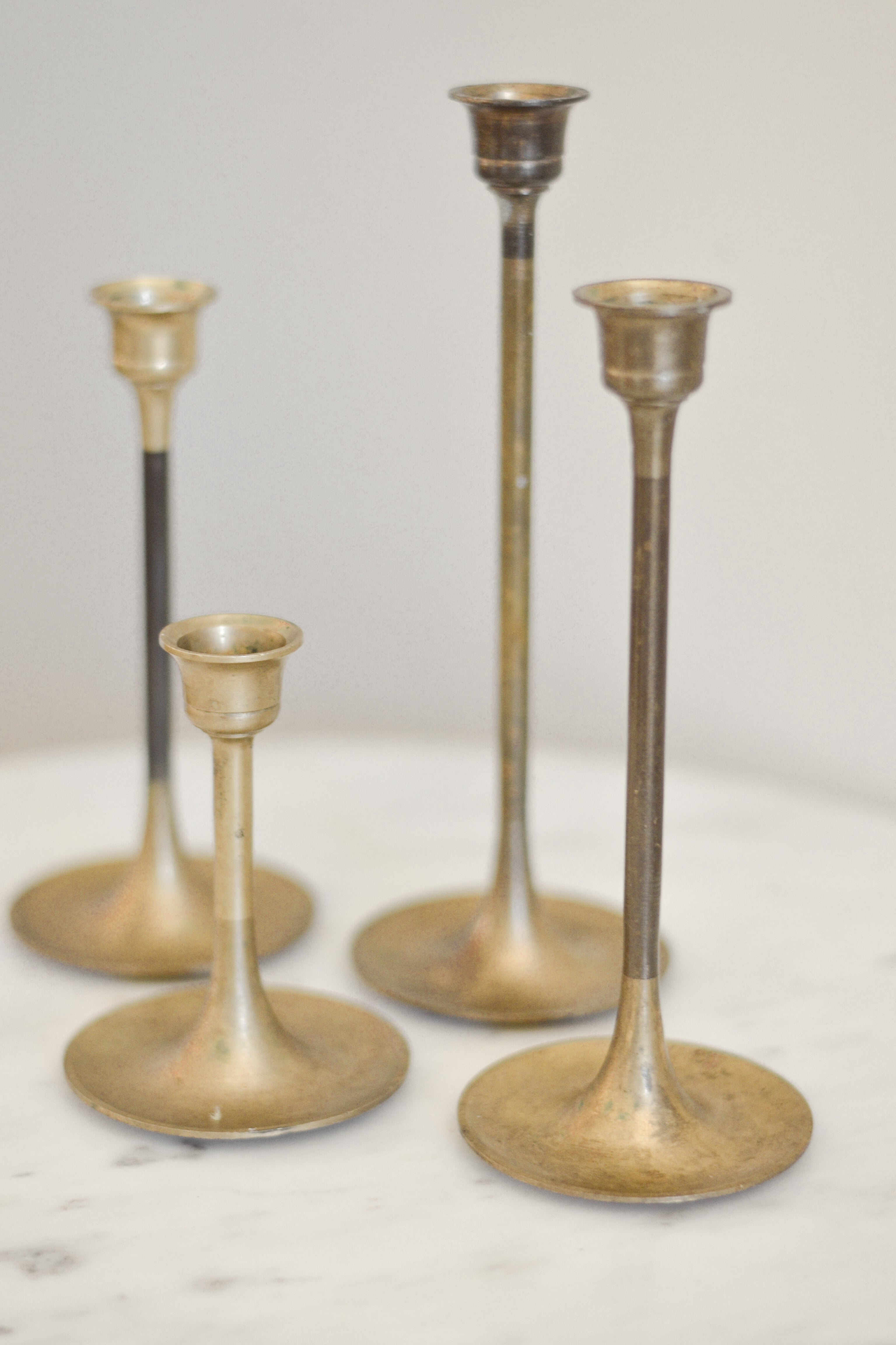 Aged Brass Taper Candle Holders | Set of 5 - Aimee Weaver Designs