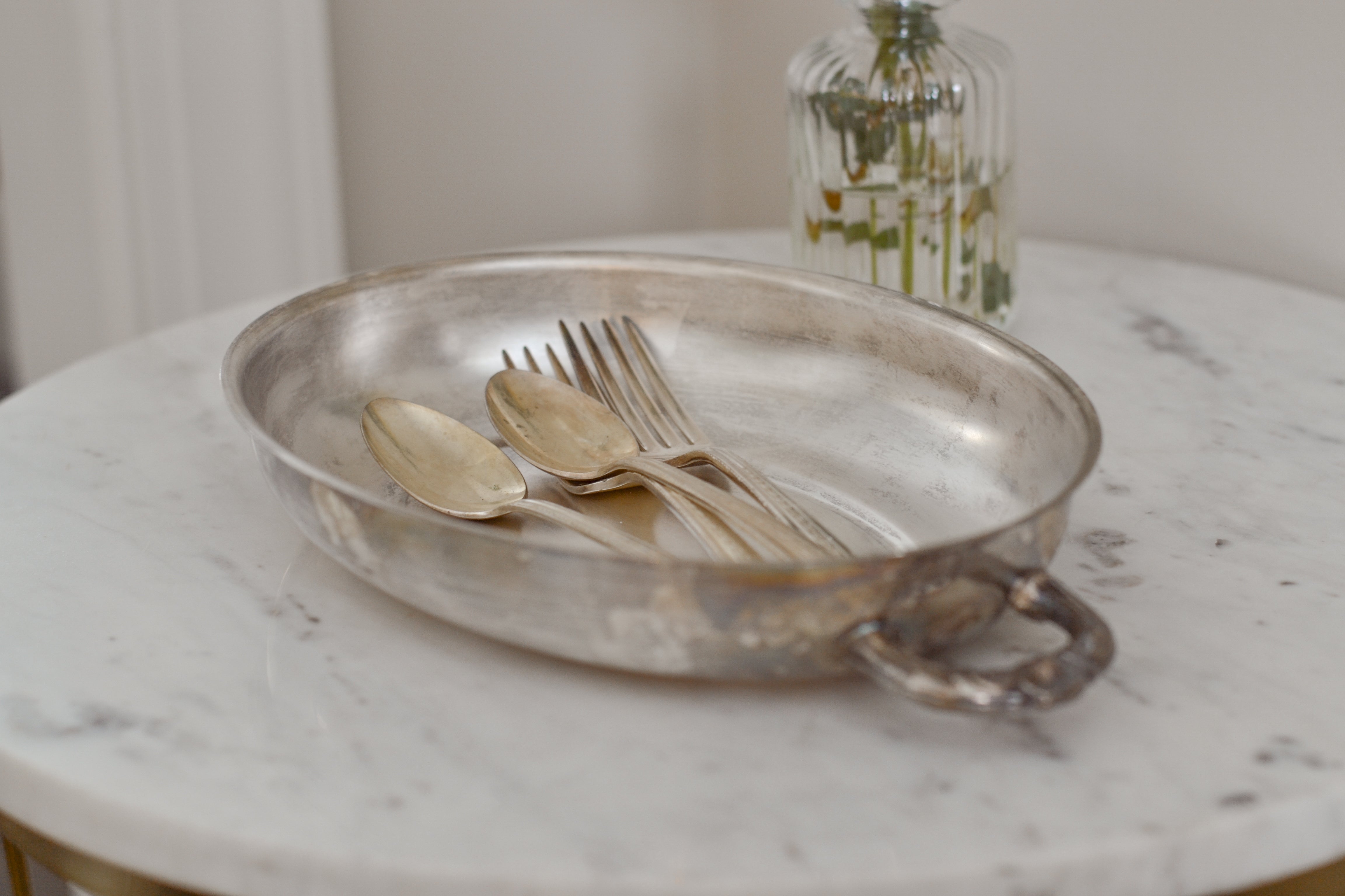 Vintage Silver Serving Bowl - Aimee Weaver Designs