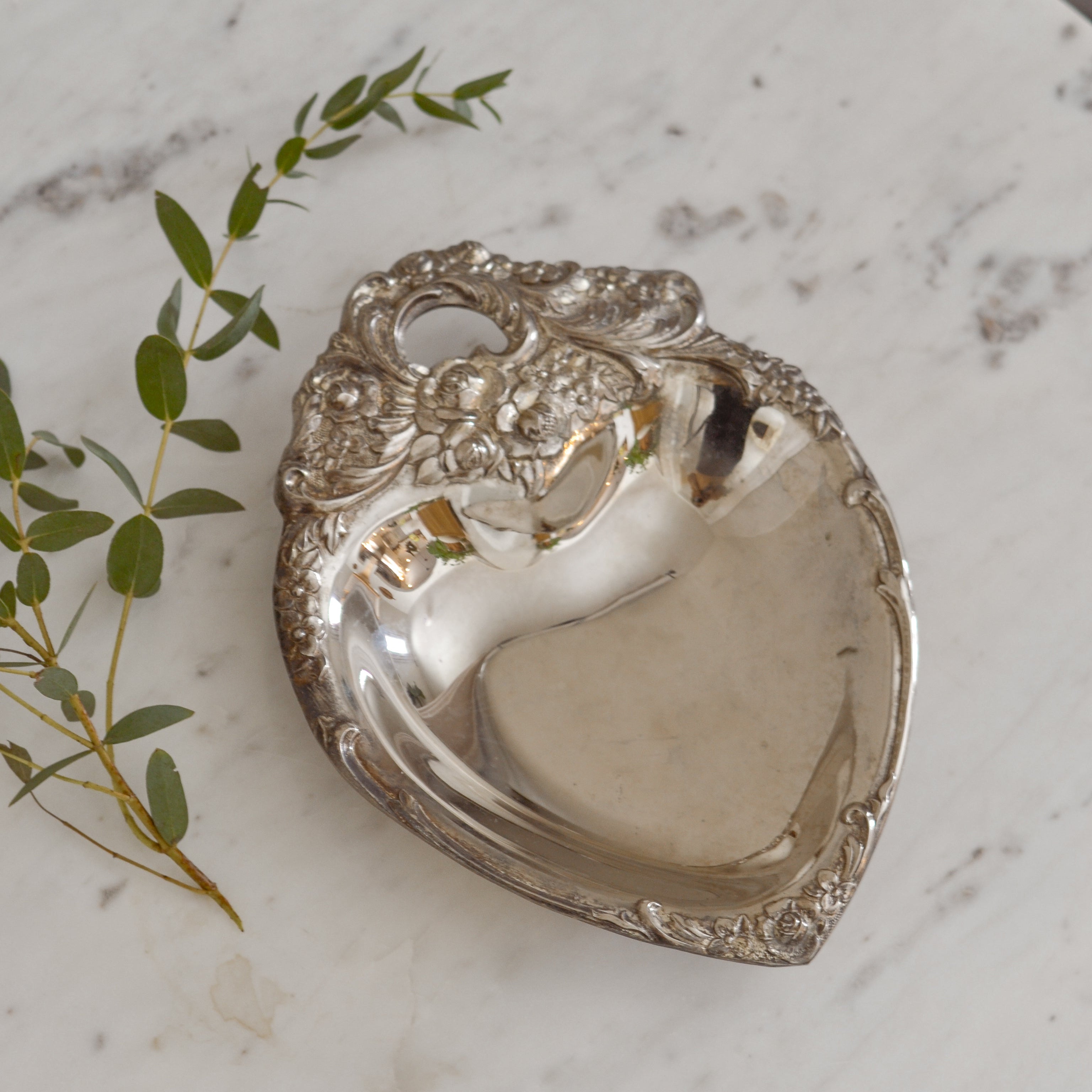 Vintage Silver Heart Shaped Bowl - Aimee Weaver Designs
