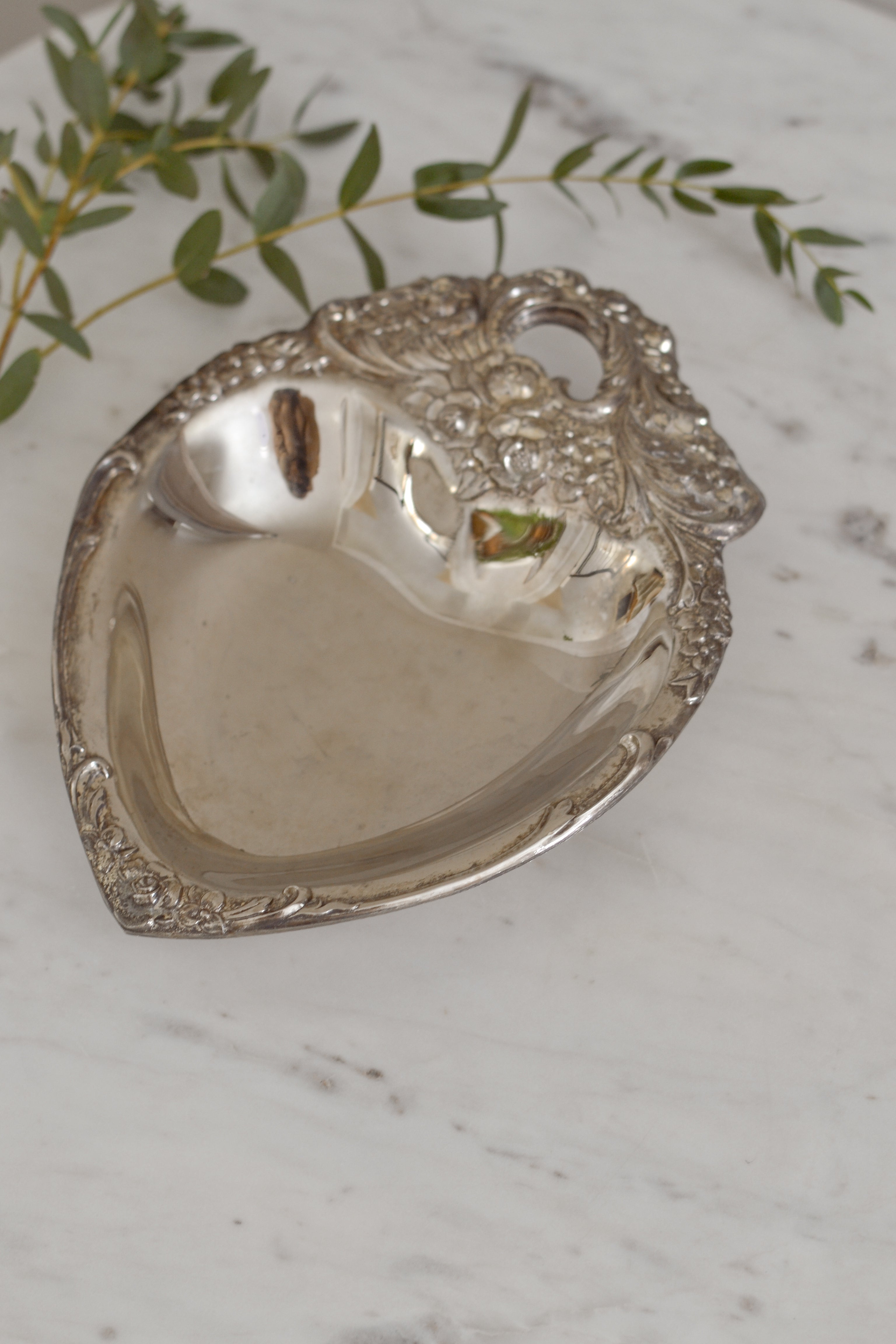 Vintage Silver Heart Shaped Bowl - Aimee Weaver Designs