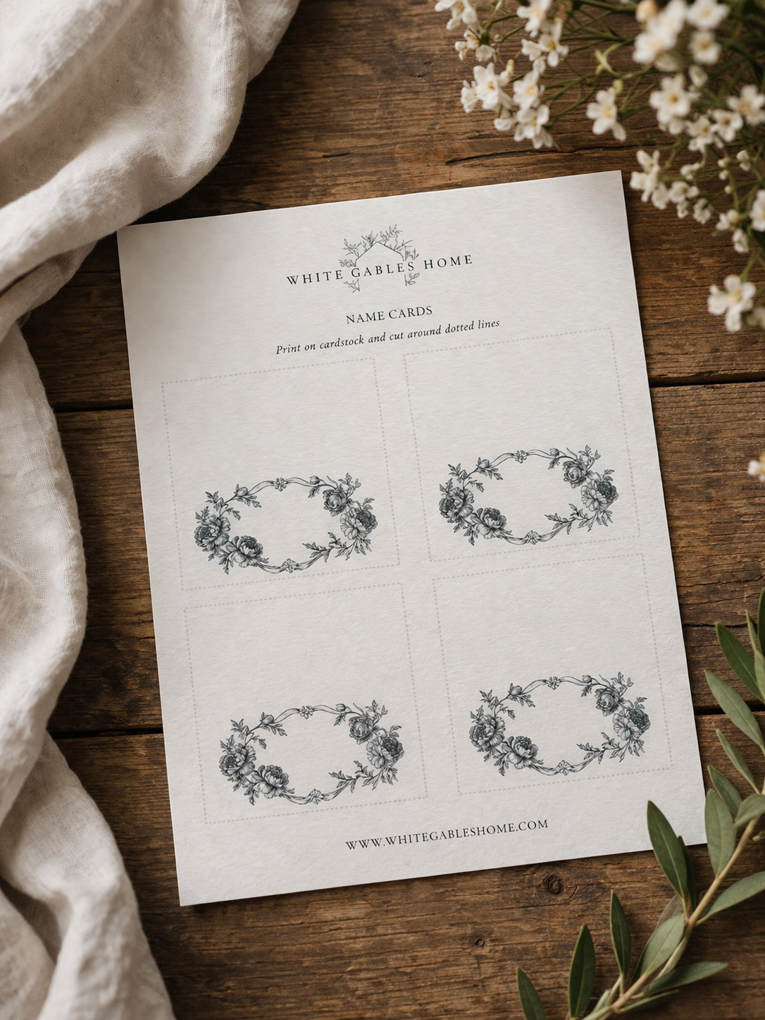 Floral Name Cards - Aimee Weaver Designs