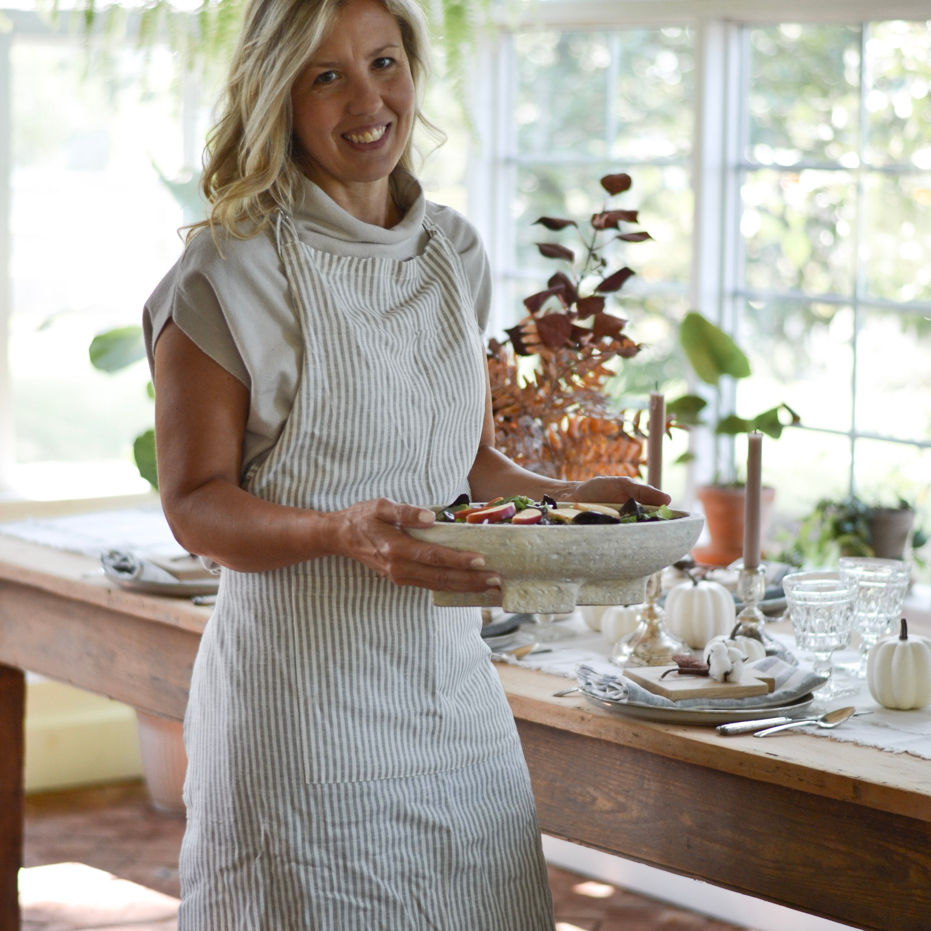 Provence Striped Apron - Aimee Weaver Designs