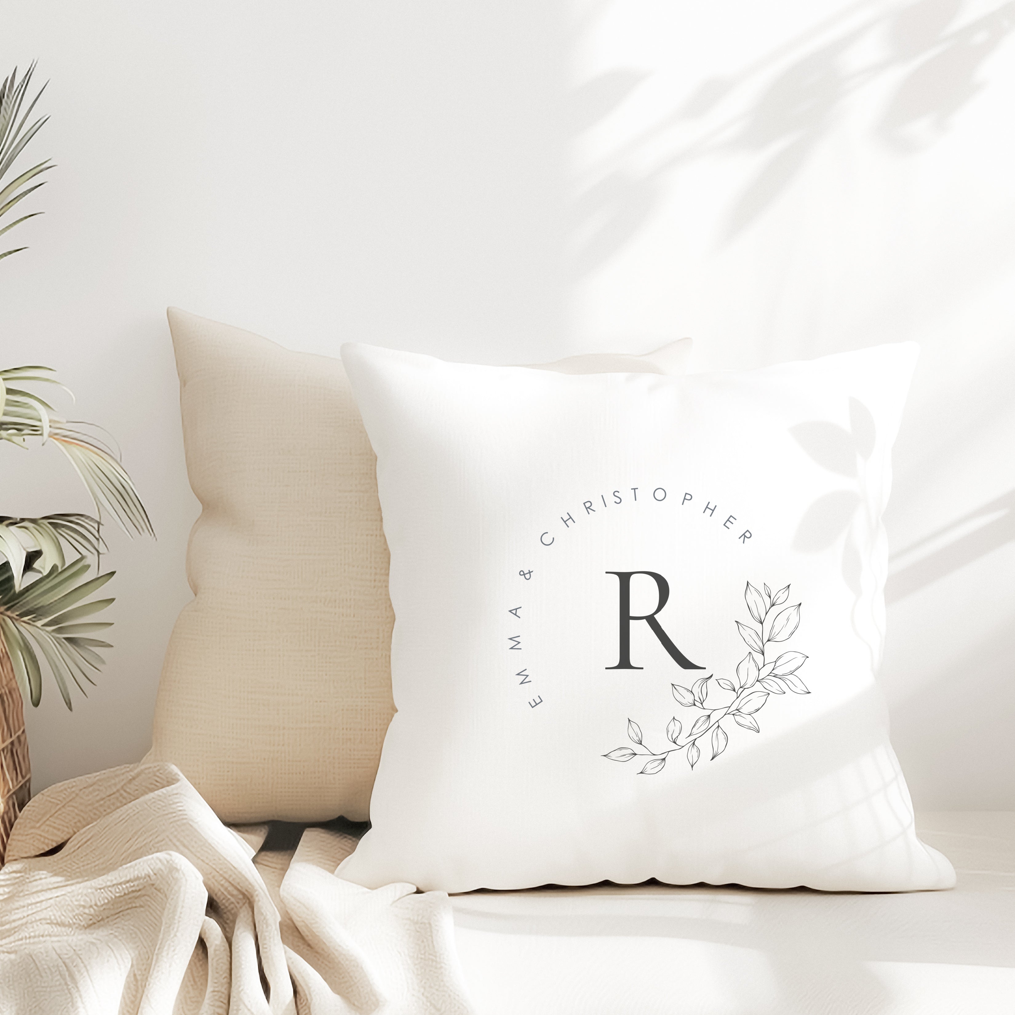 Monogram Wreath Pillow - Aimee Weaver Designs