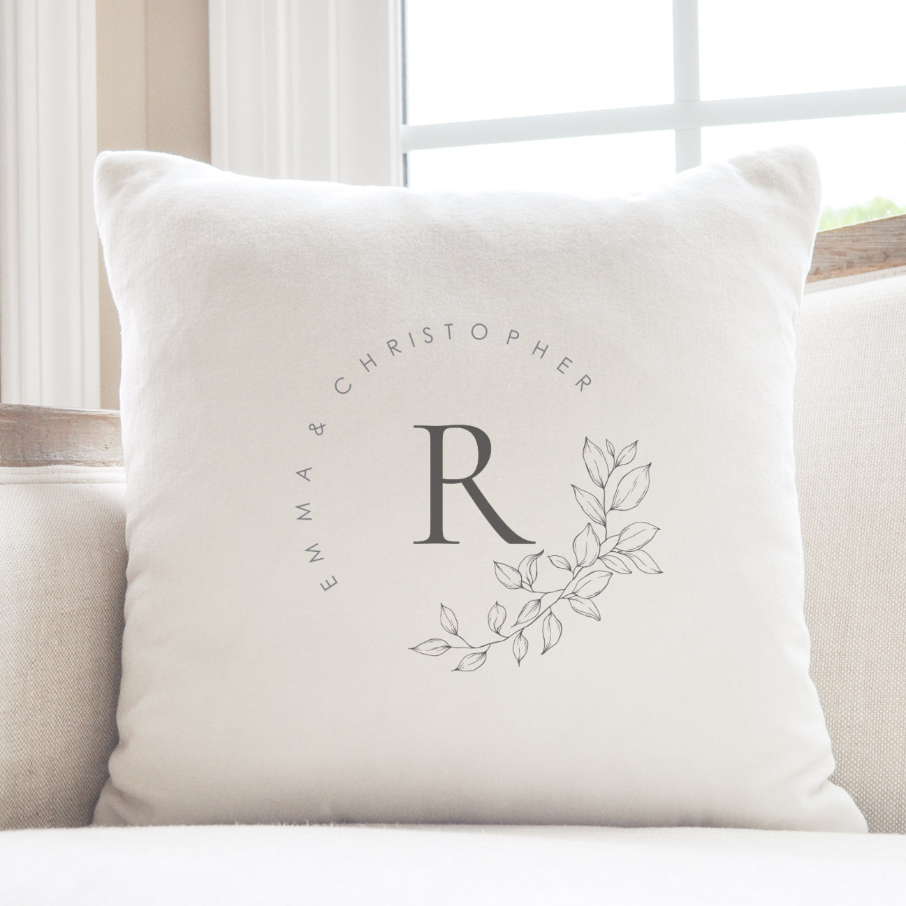 Monogram Wreath Pillow - Aimee Weaver Designs