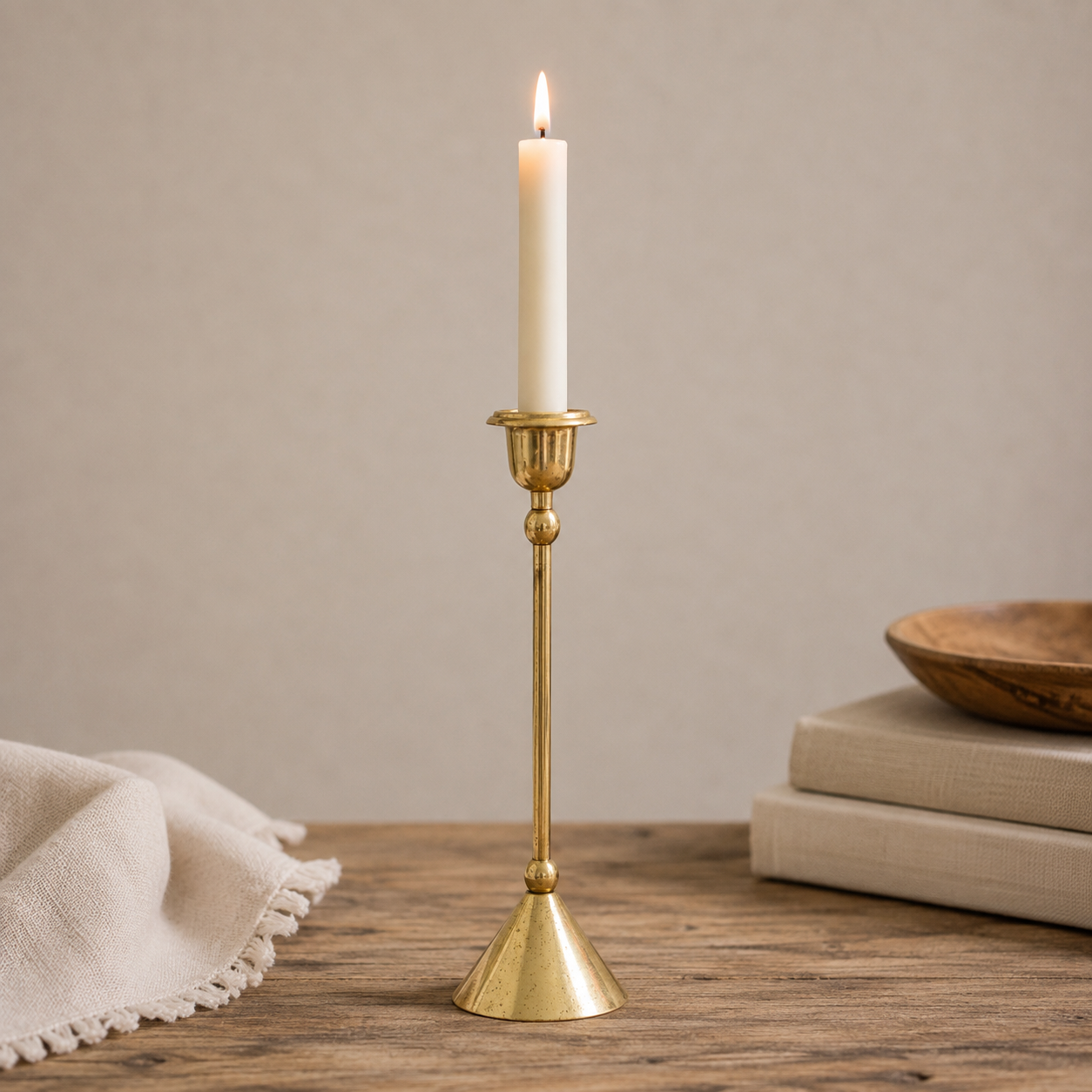 Vintage Brass Taper Candle Holder - Aimee Weaver Designs