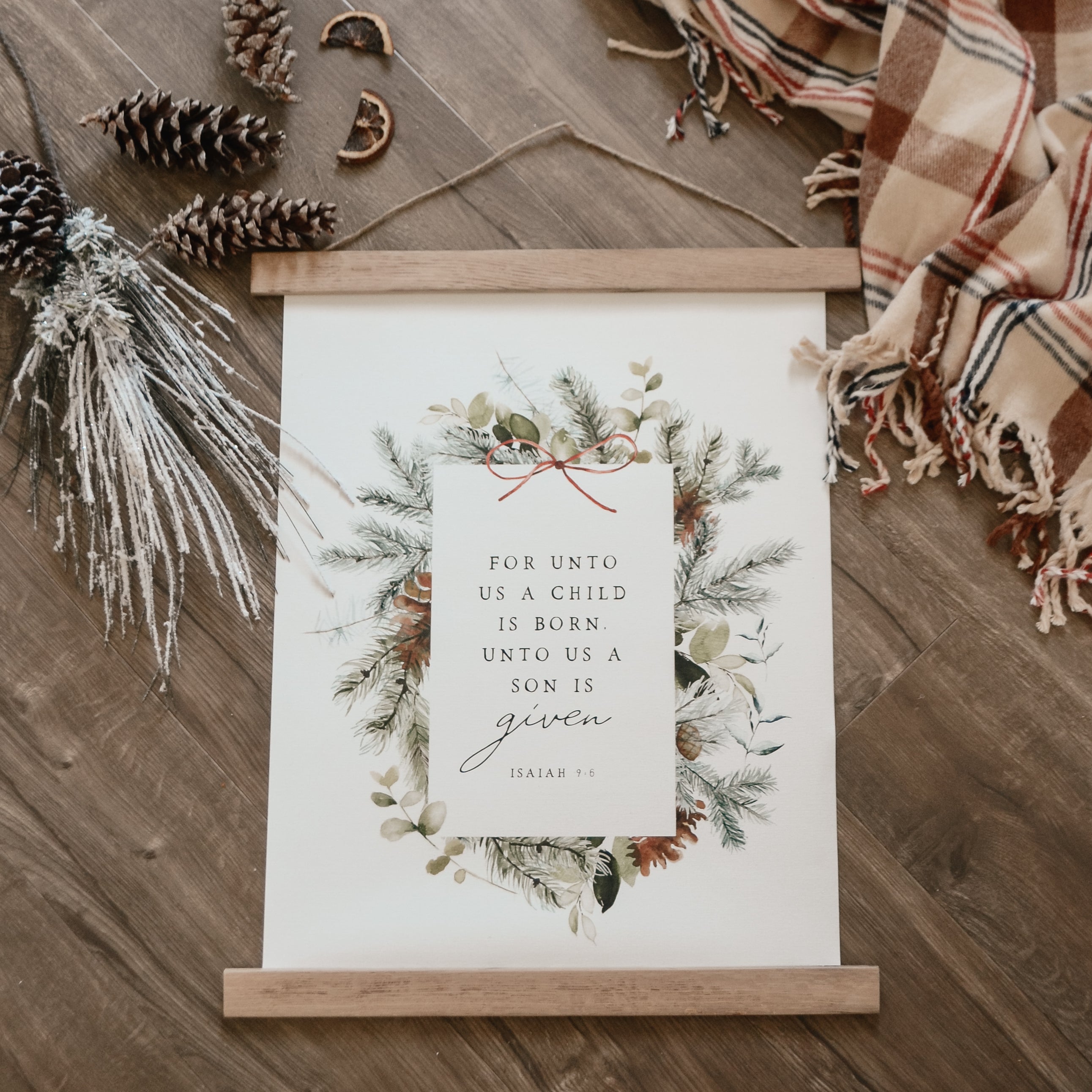 For Unto Us A Child Is Born Canvas Wall Hanging - Aimee Weaver Designs