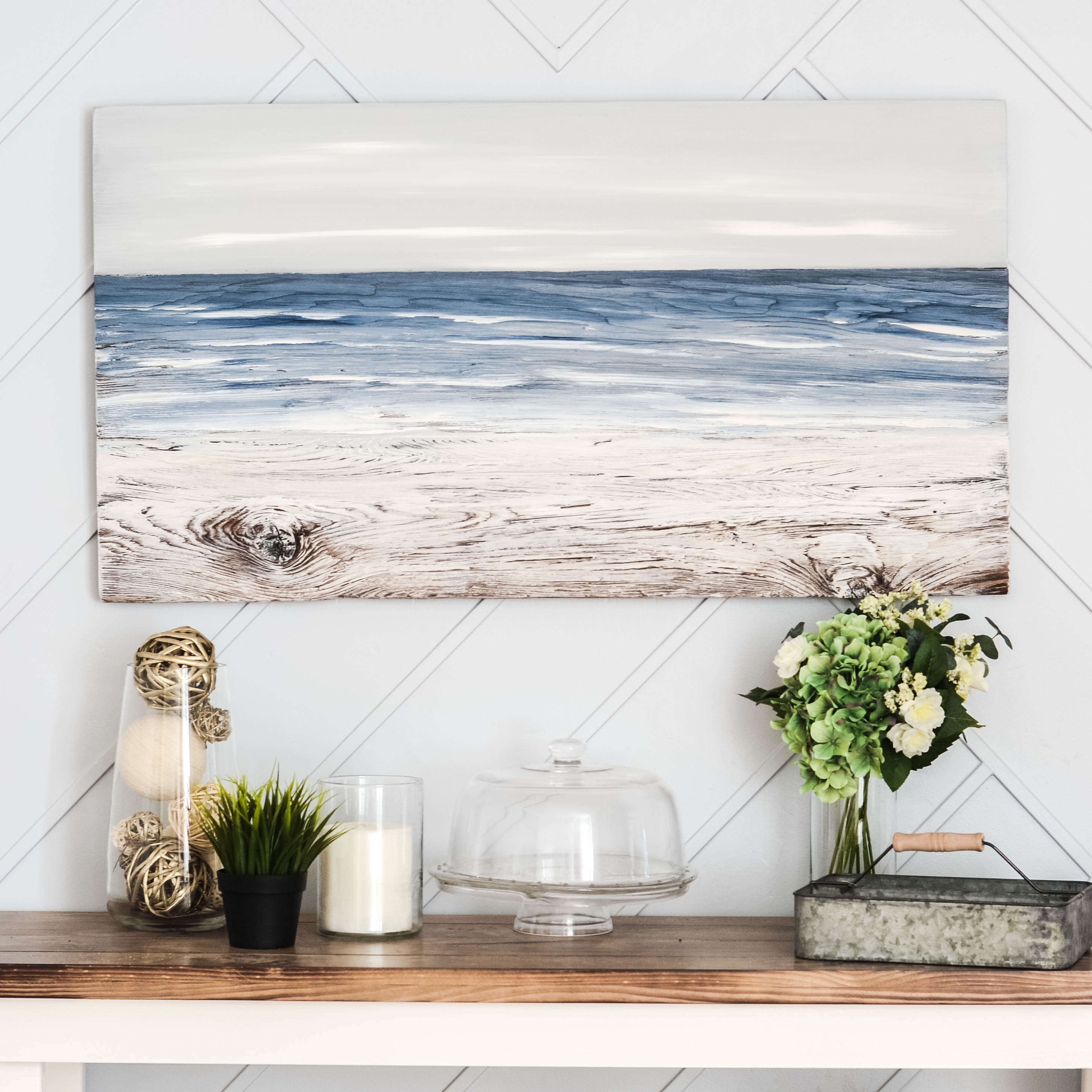 Ocean Reclaimed Wood Muted Painting Unframed - Aimee Weaver Designs