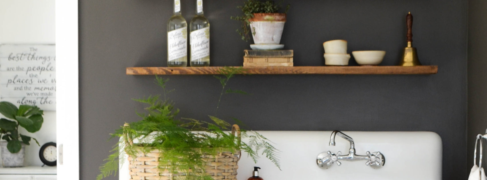 Open shelves in mudroom