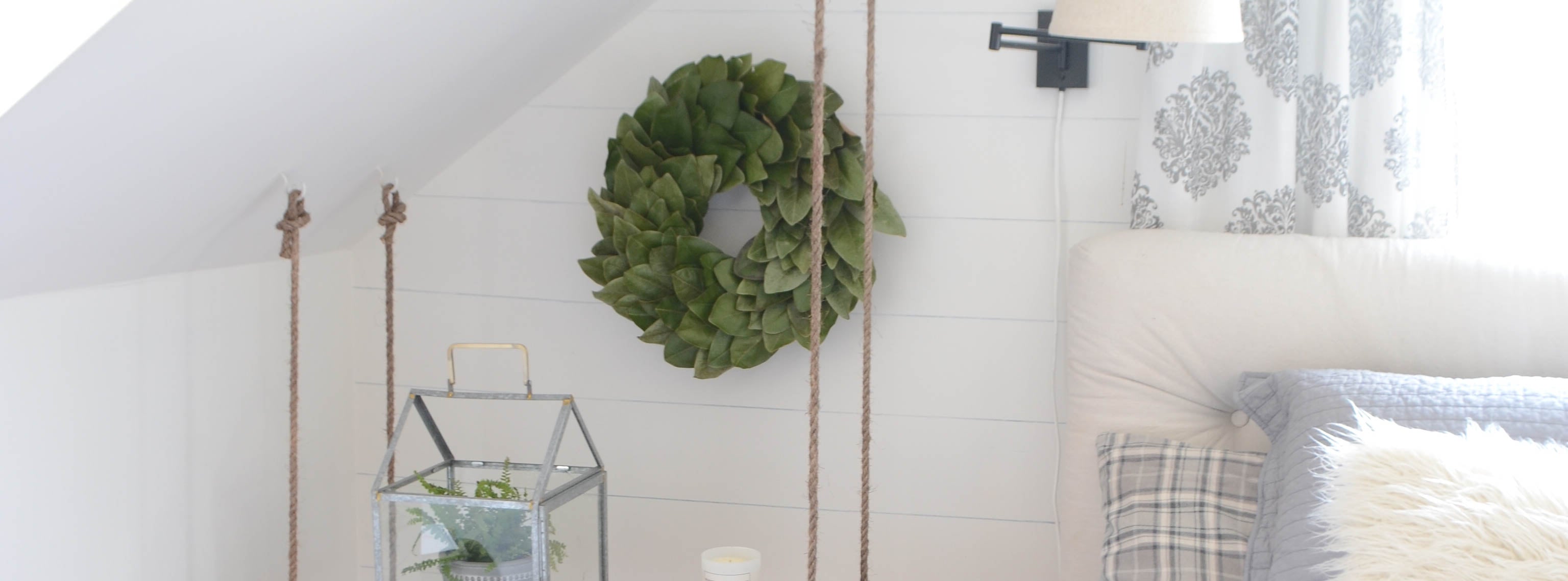 Updating the bedroom with a fresh magnolia wreath