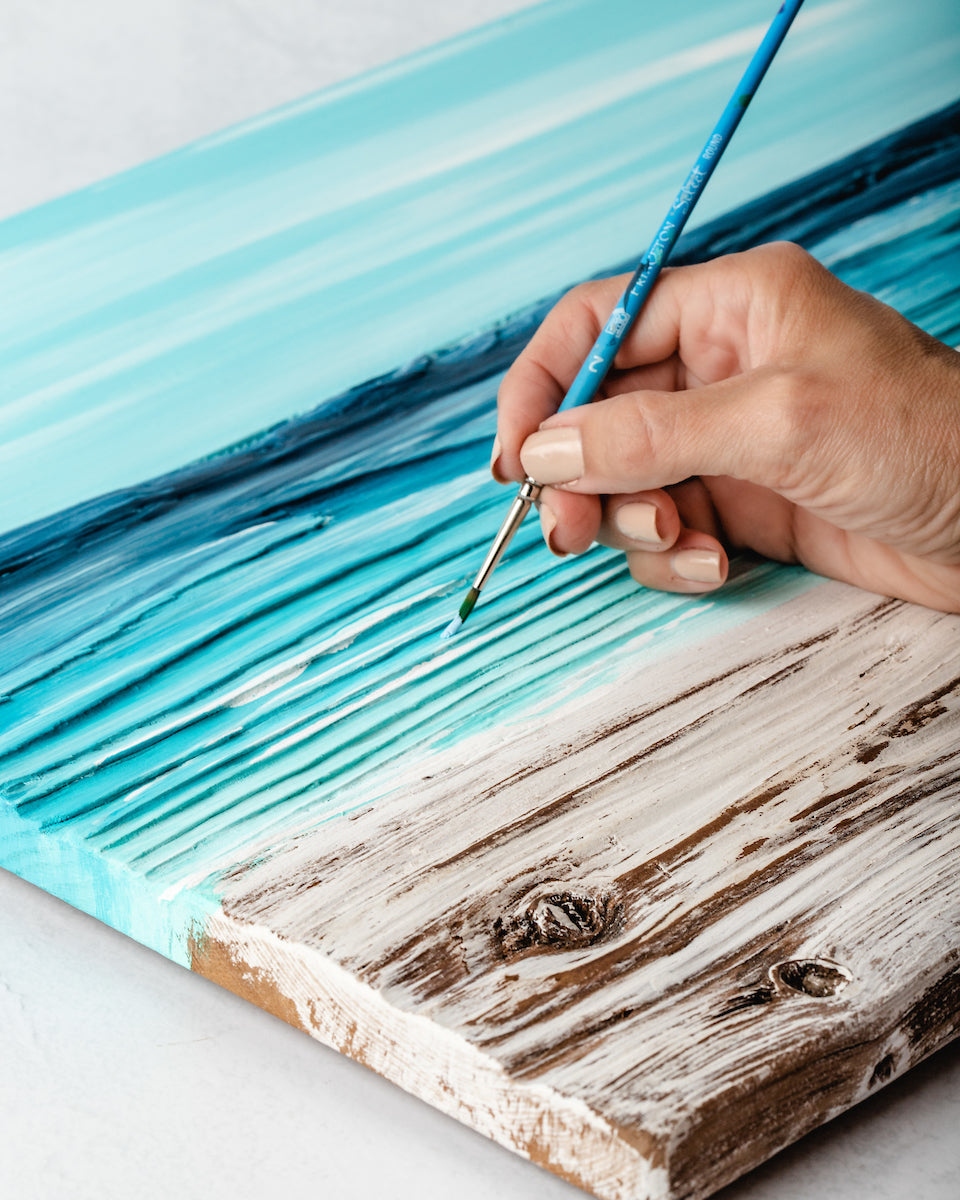 Ocean Reclaimed Wood Painting - Aimee Weaver Designs