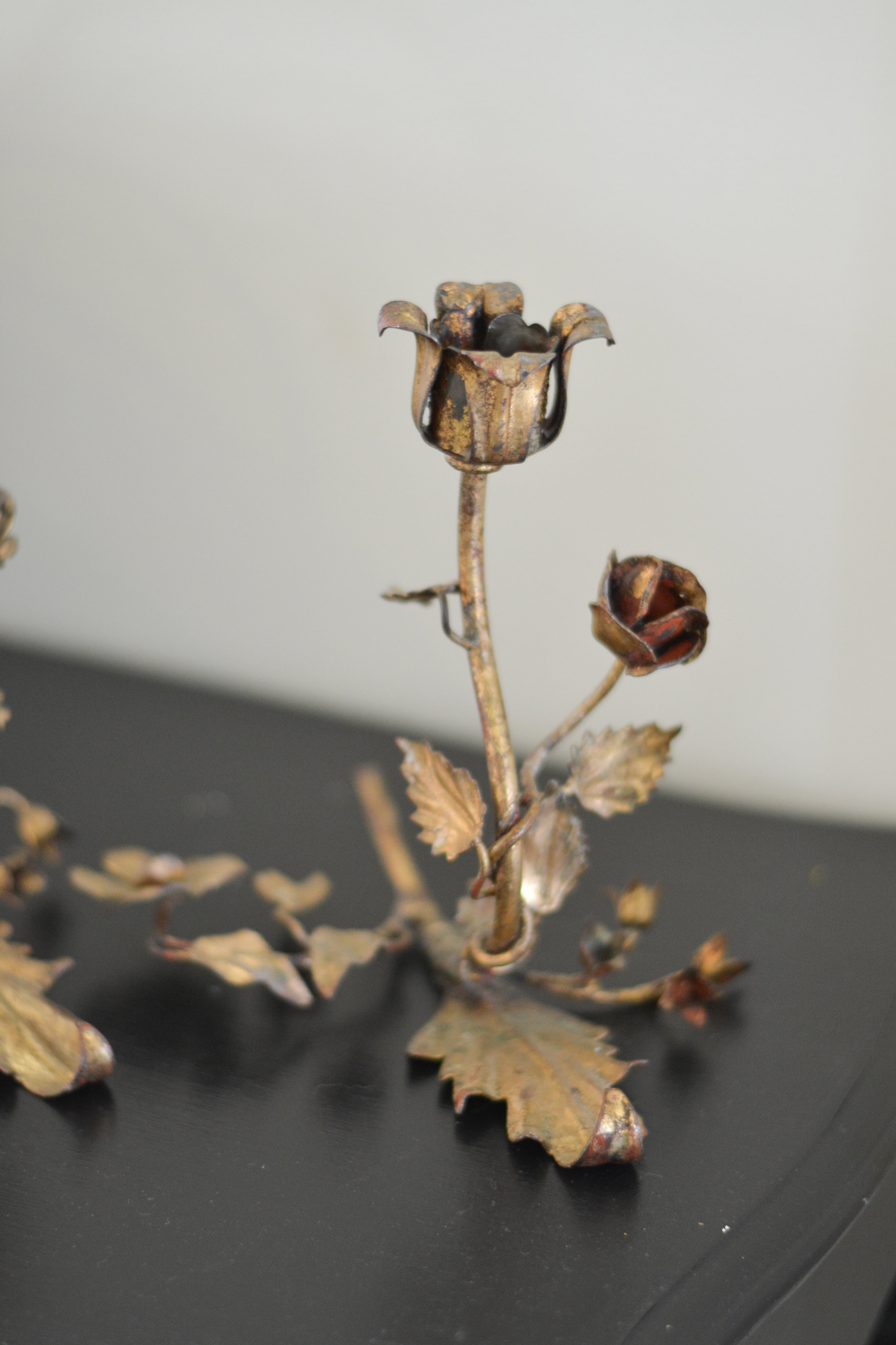 Vintage Brass Floral Candle Holders | Set of 2 - Aimee Weaver Designs