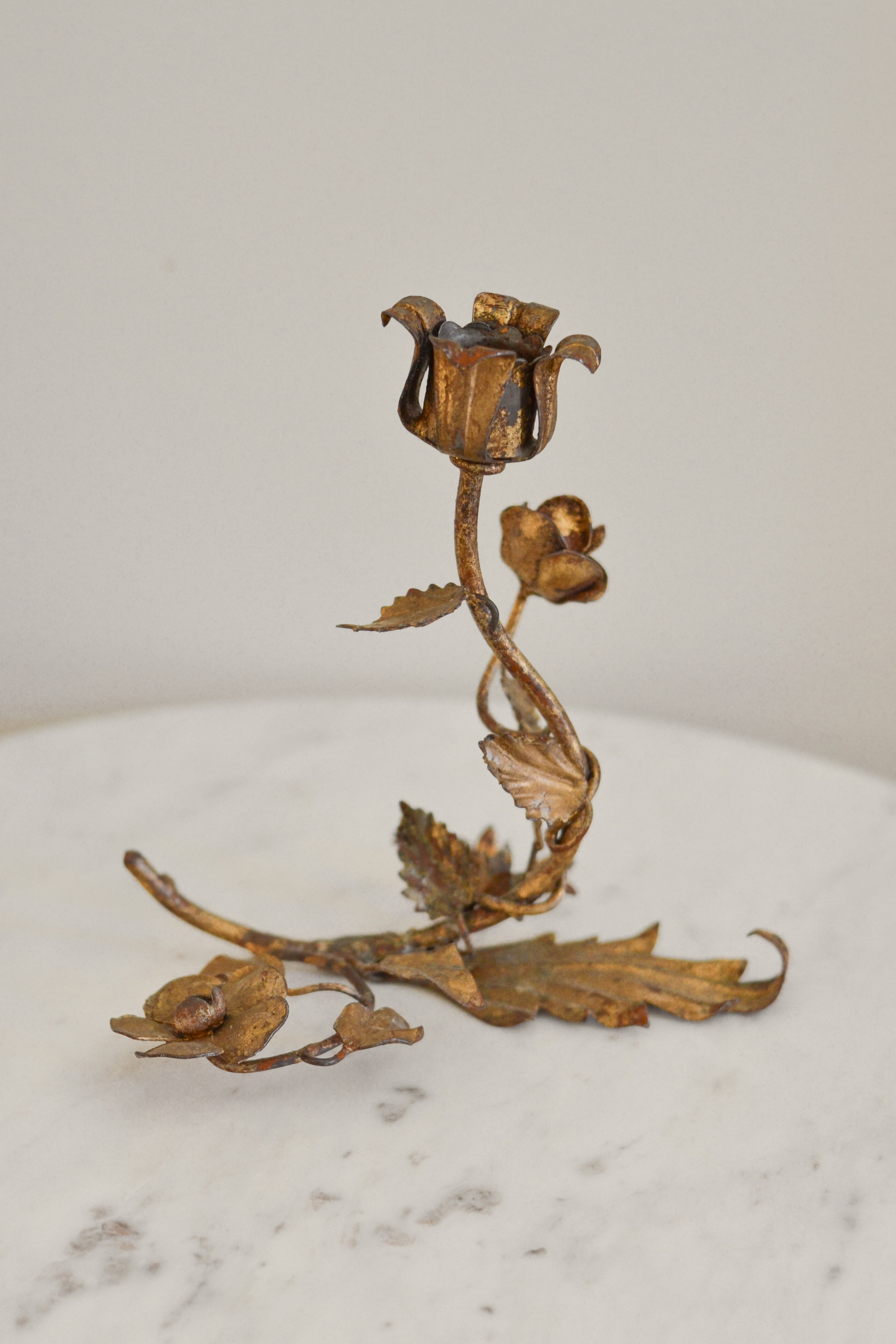Vintage Brass Floral Candle Holders | Set of 2 - Aimee Weaver Designs