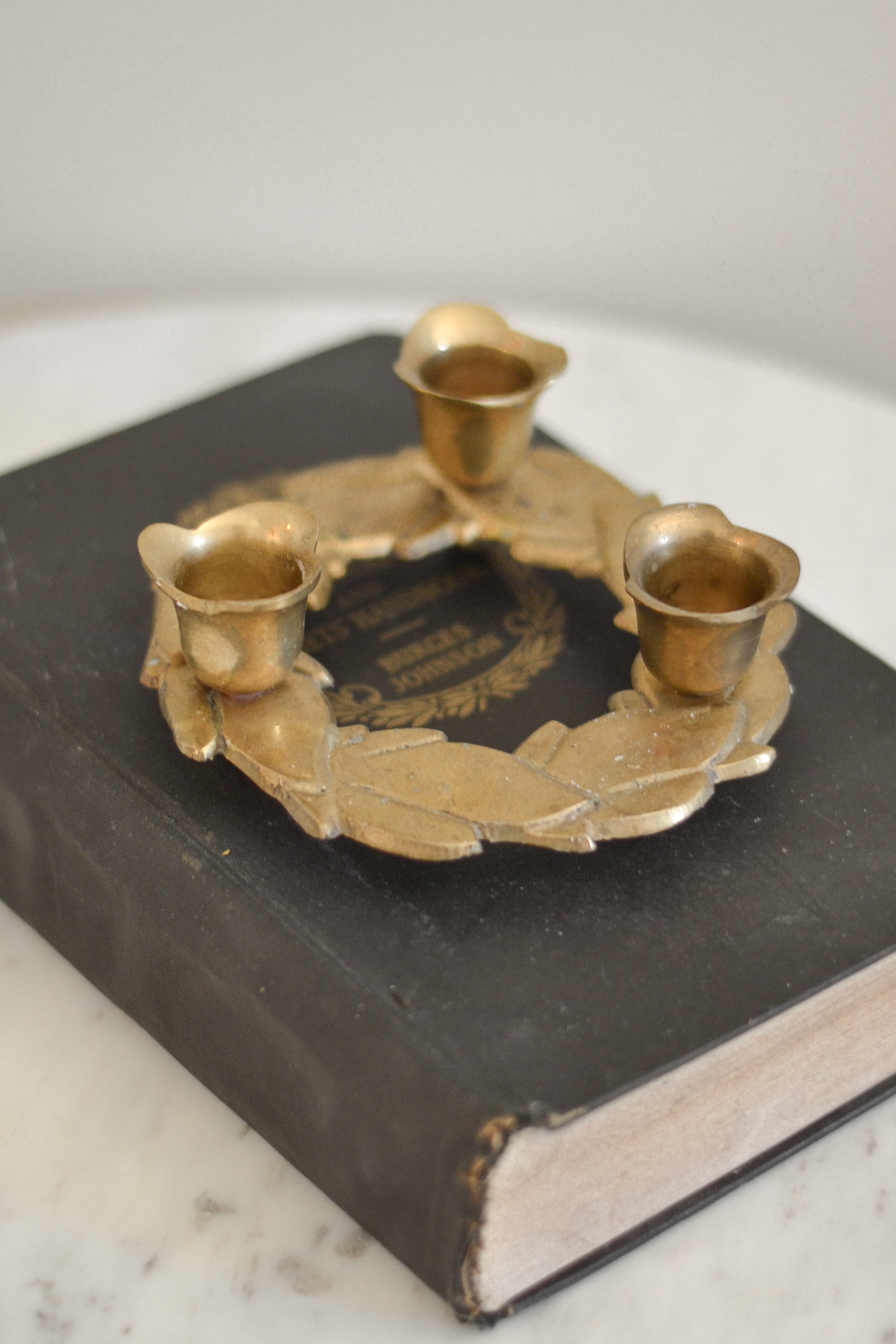 Aged Brass Wreath Candle Holder - Aimee Weaver Designs