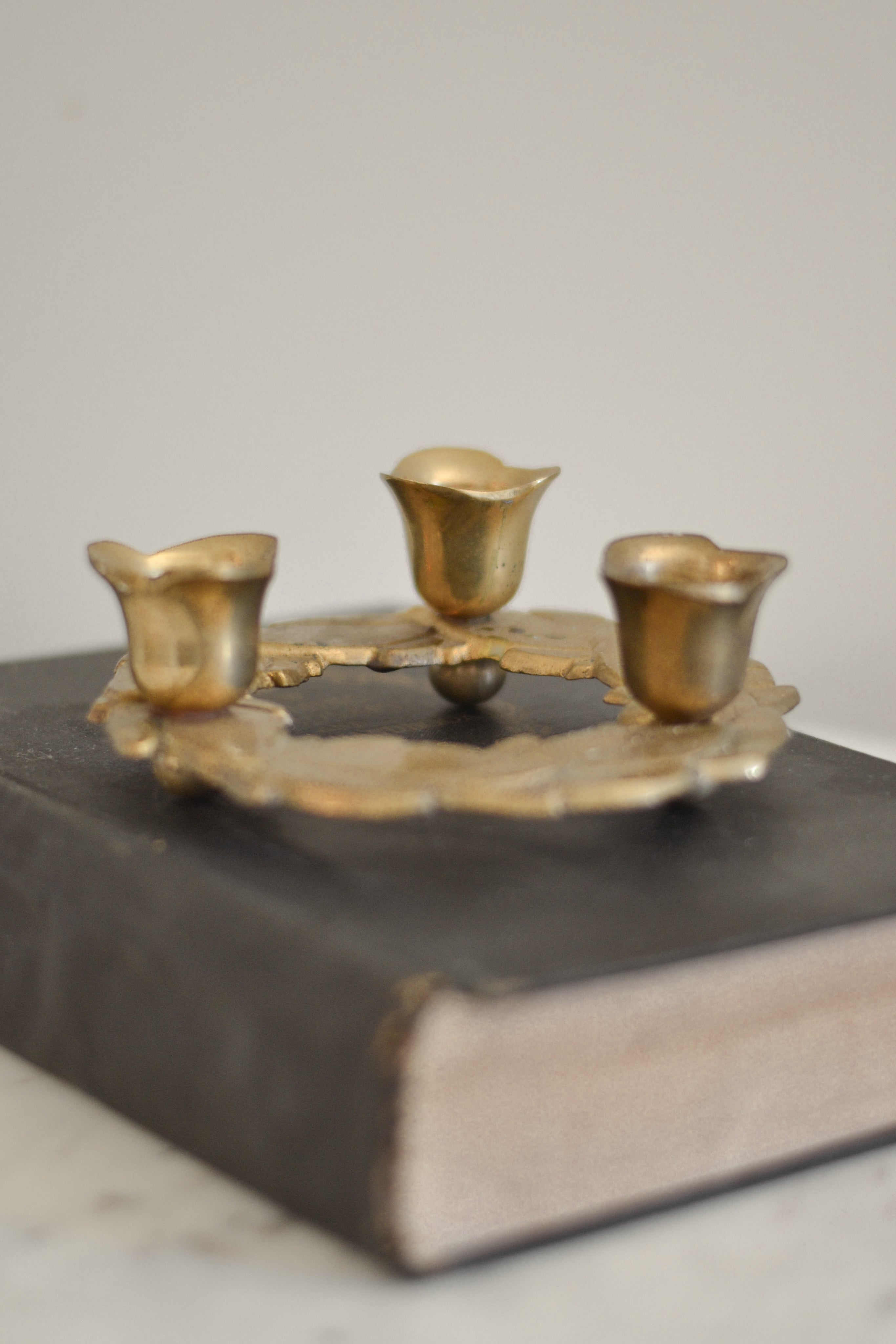 Aged Brass Wreath Candle Holder - Aimee Weaver Designs