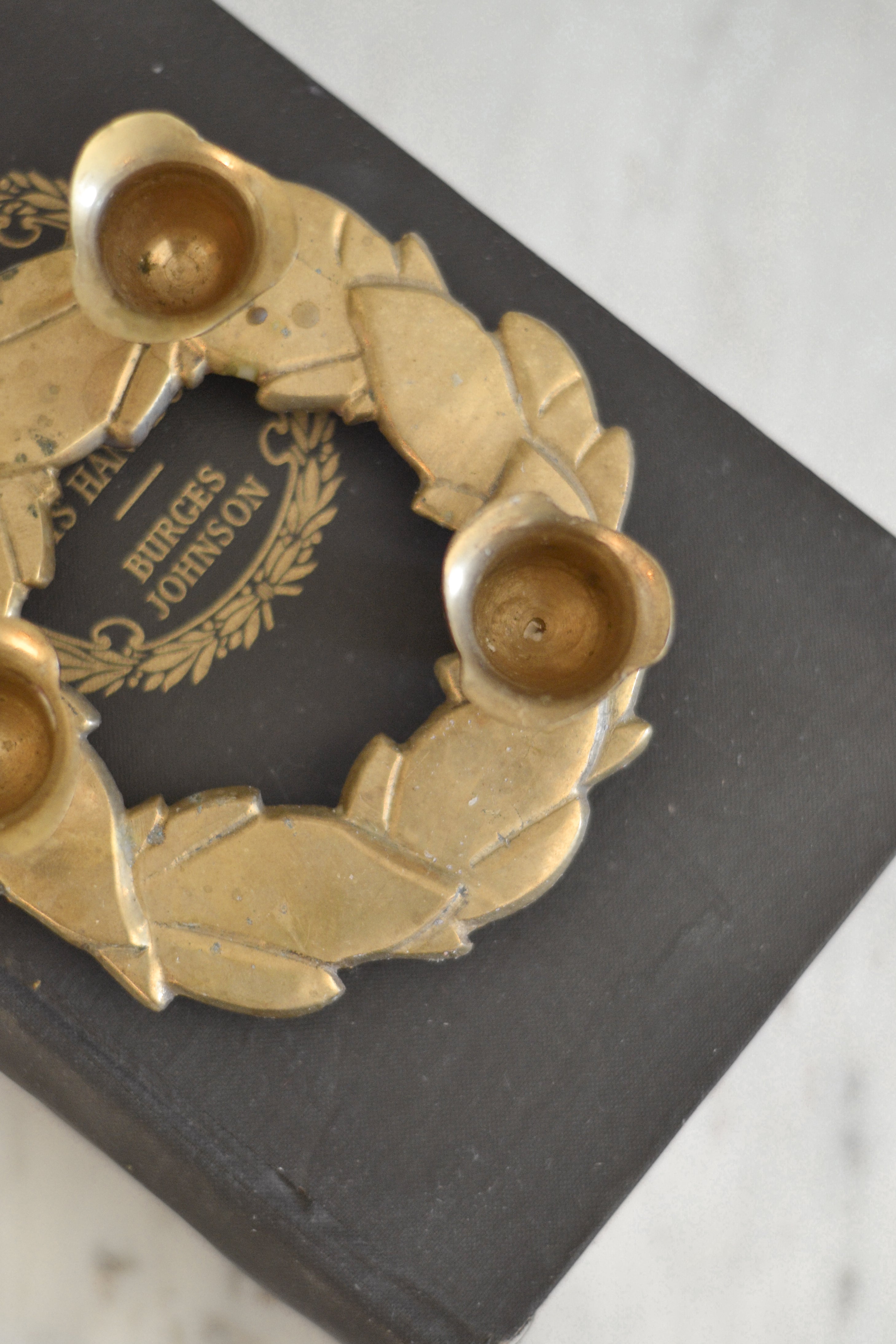 Aged Brass Wreath Candle Holder - Aimee Weaver Designs