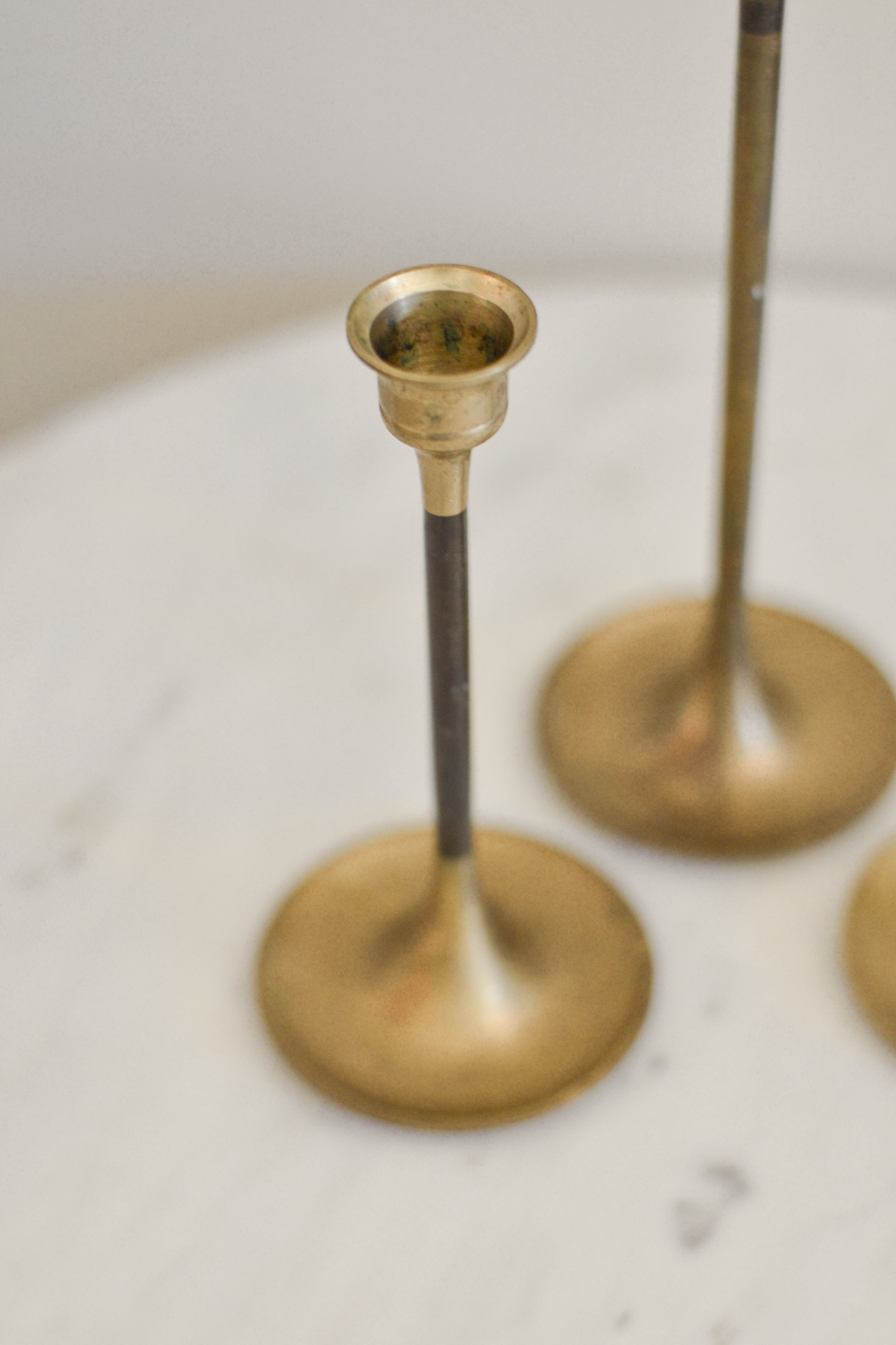 Aged Brass Taper Candle Holders | Set of 5 - Aimee Weaver Designs