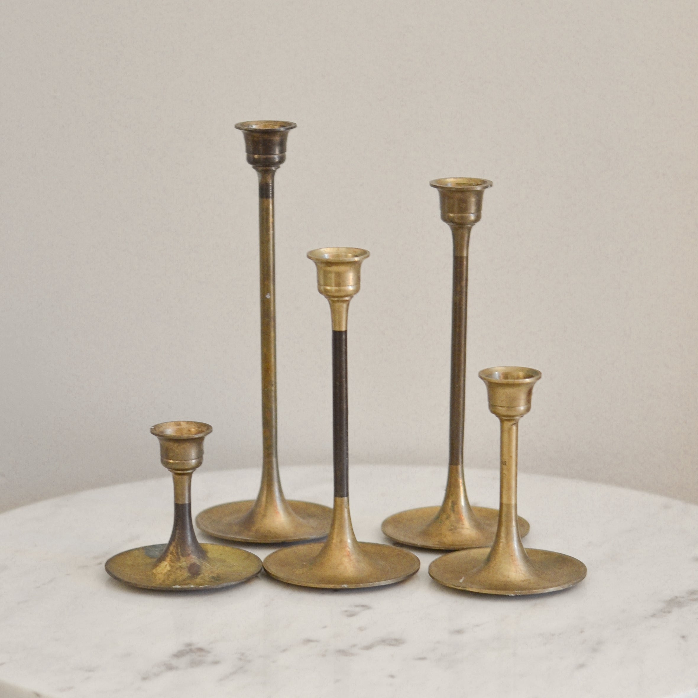 Aged Brass Taper Candle Holders | Set of 5 - Aimee Weaver Designs