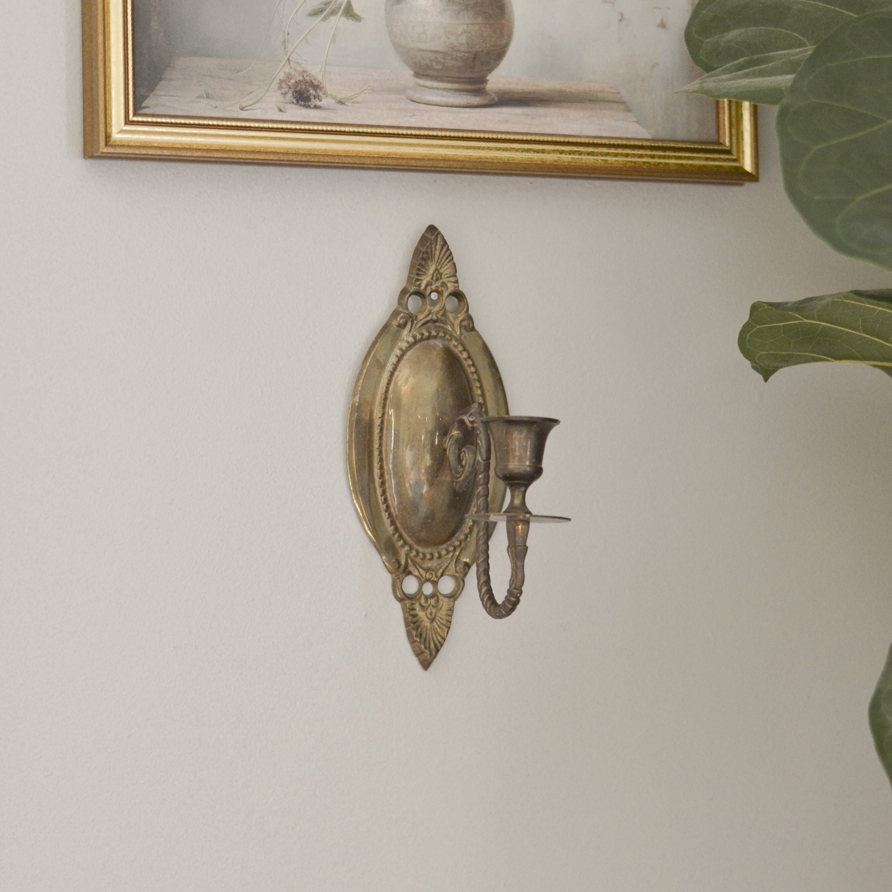 Vintage Brass Taper Candle Sconce - Aimee Weaver Designs