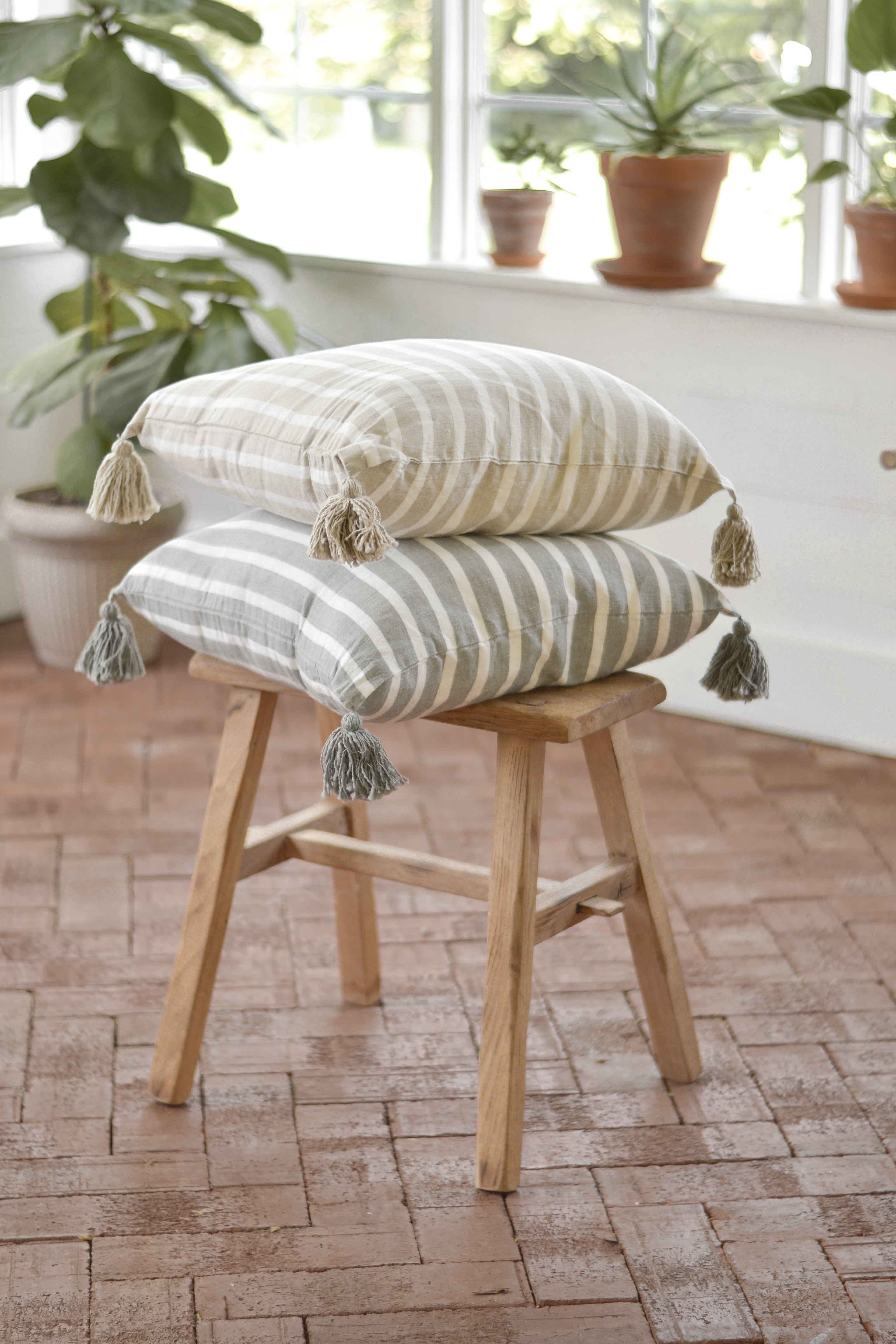 Ella Striped Tassel Pillow Cover - Aimee Weaver Designs