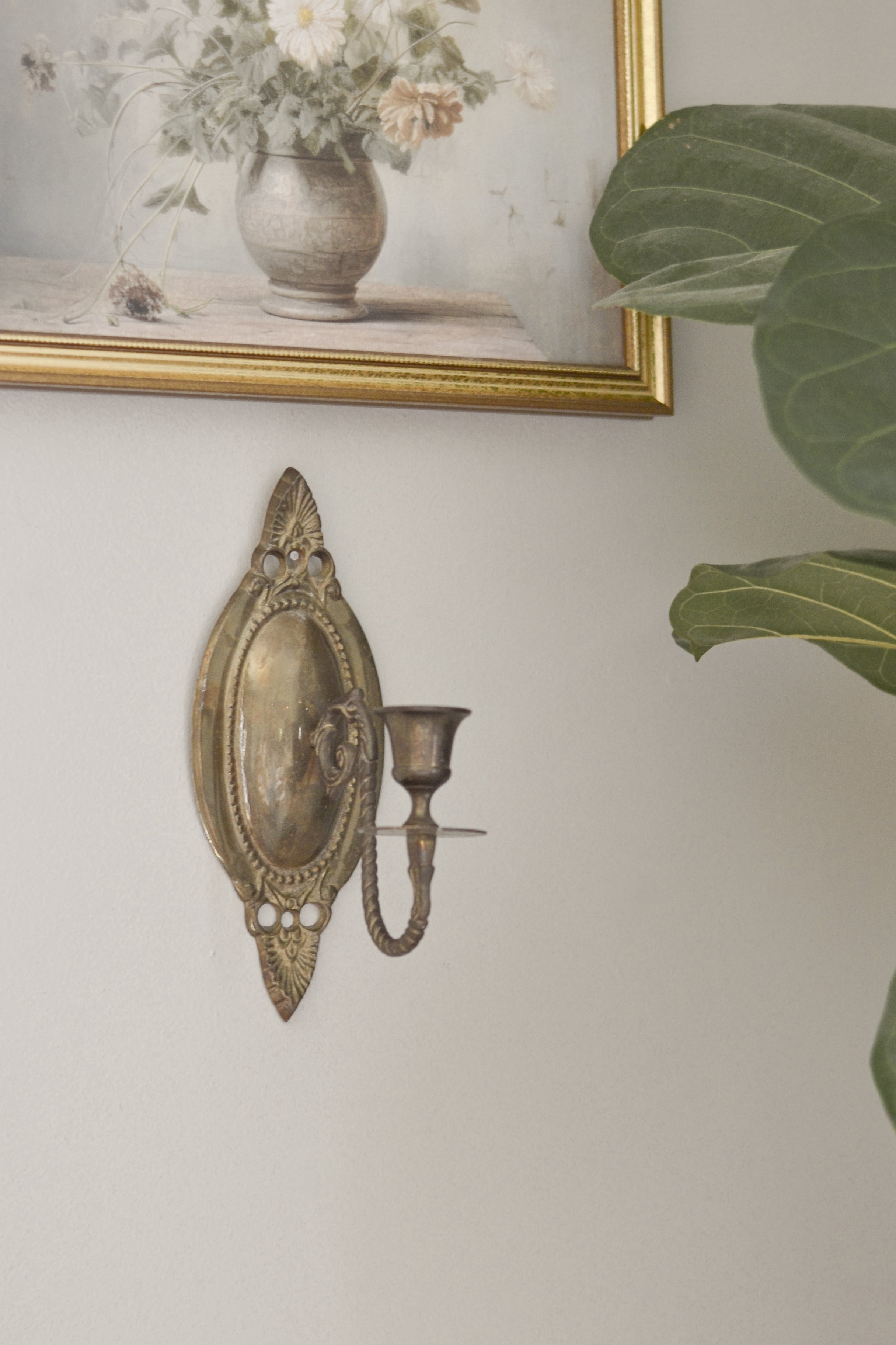 Vintage Brass Taper Candle Sconce - Aimee Weaver Designs