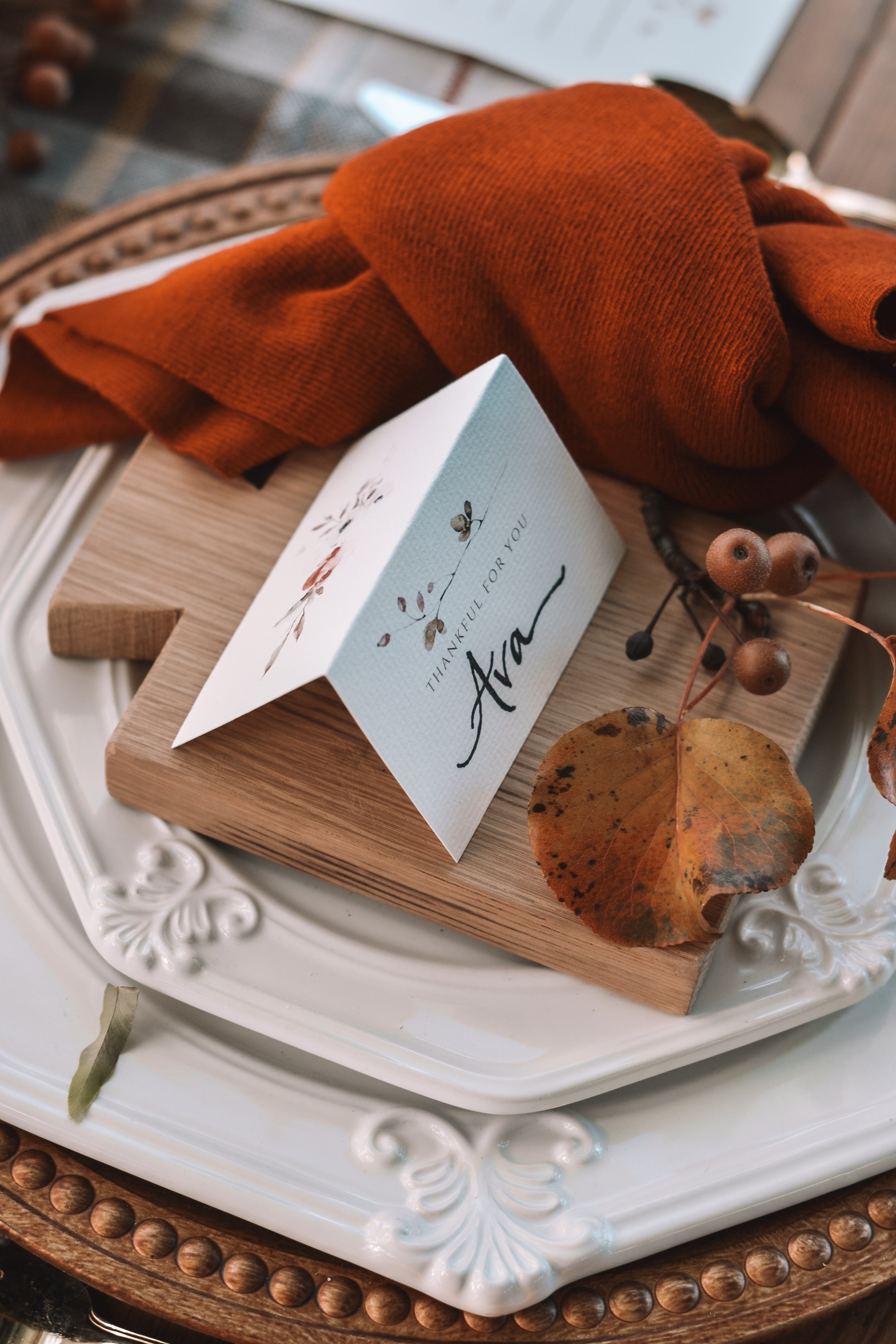 Thanksgiving Name Card And Thankful List Printable - Aimee Weaver Designs