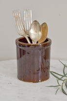 Vintage Brown Stoneware Crock - Aimee Weaver Designs
