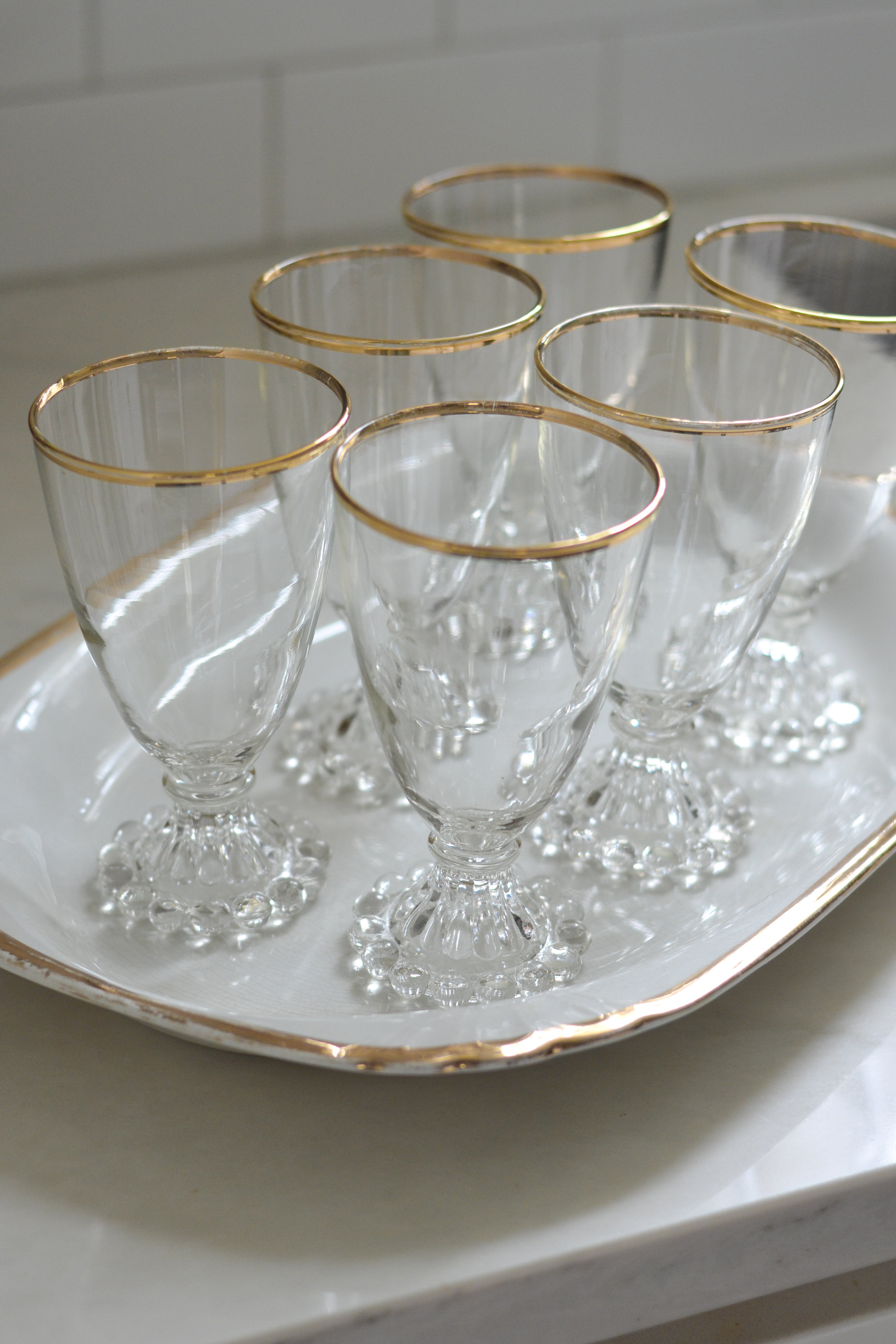 Vintage Gold Rimmed Glasses (set of 6) - Aimee Weaver Designs