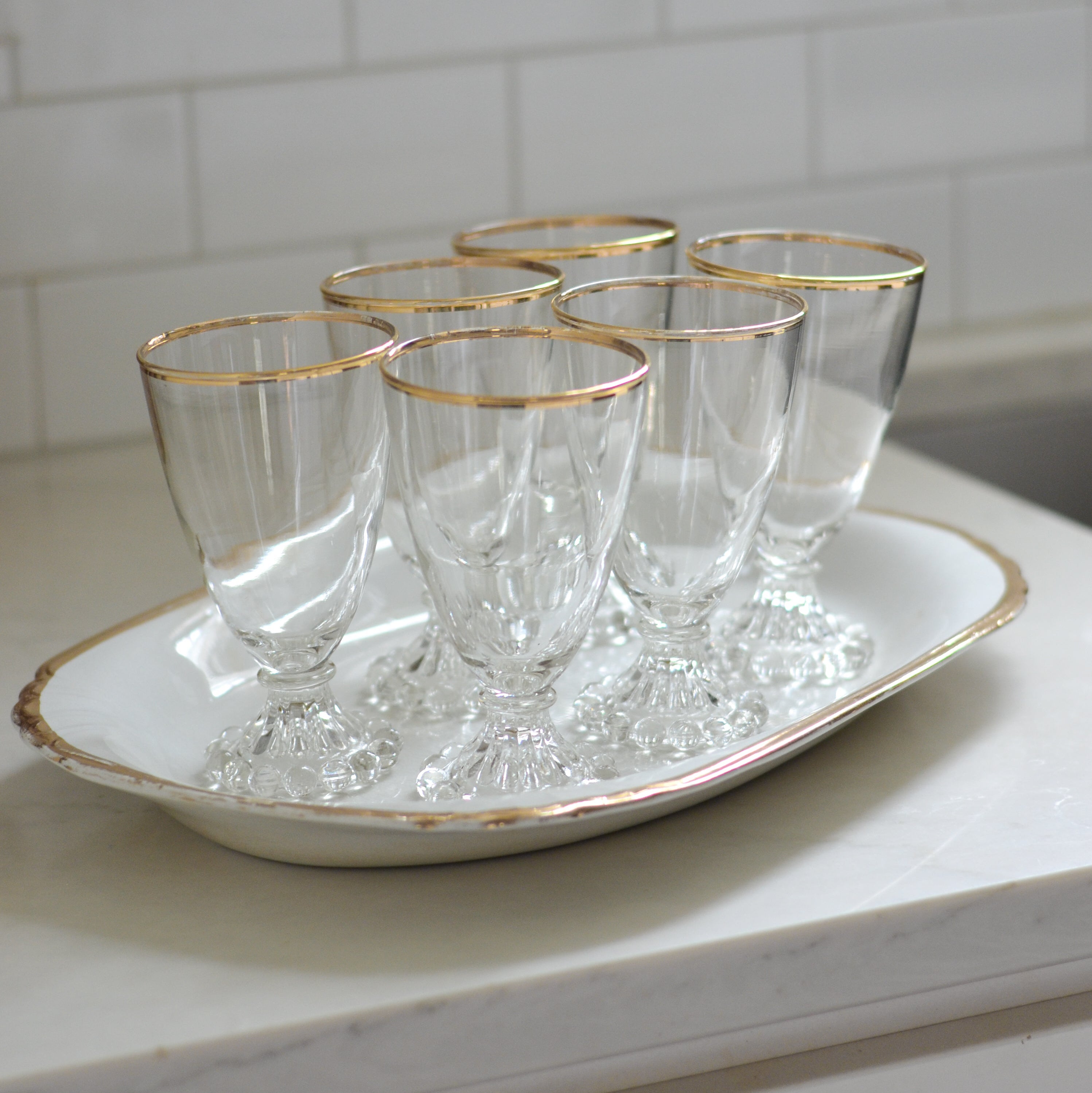 Vintage Gold Rimmed Glasses (set of 6) - Aimee Weaver Designs