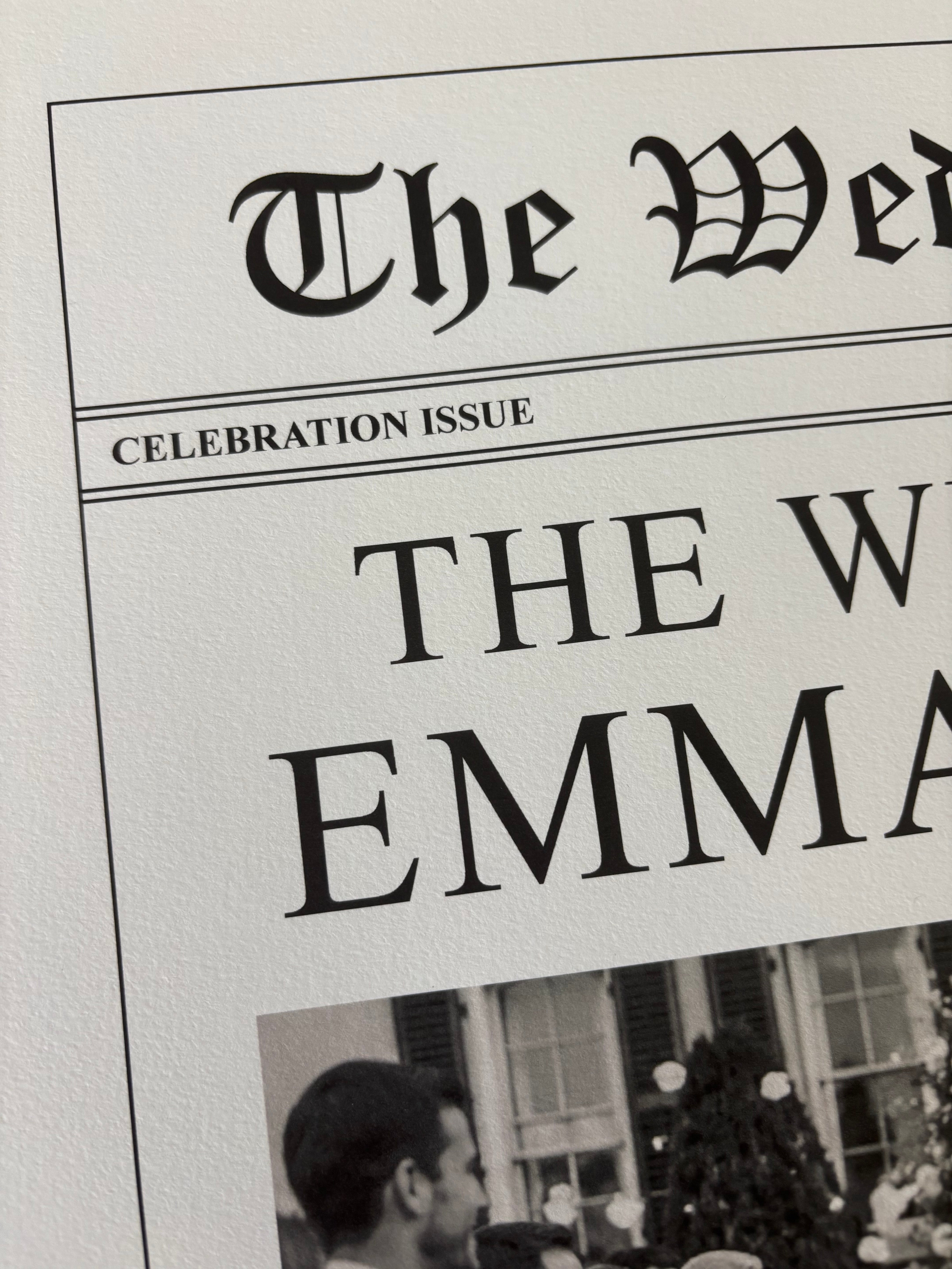 Custom Wedding Newspaper Print - Aimee Weaver Designs
