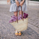 French Market Basket With Leather Handles - Aimee Weaver Designs