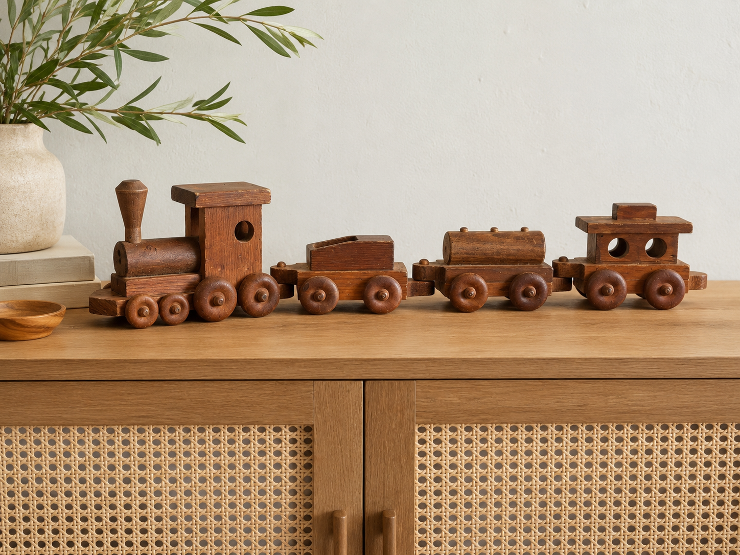 Vintage Wooden Train Set - Aimee Weaver Designs