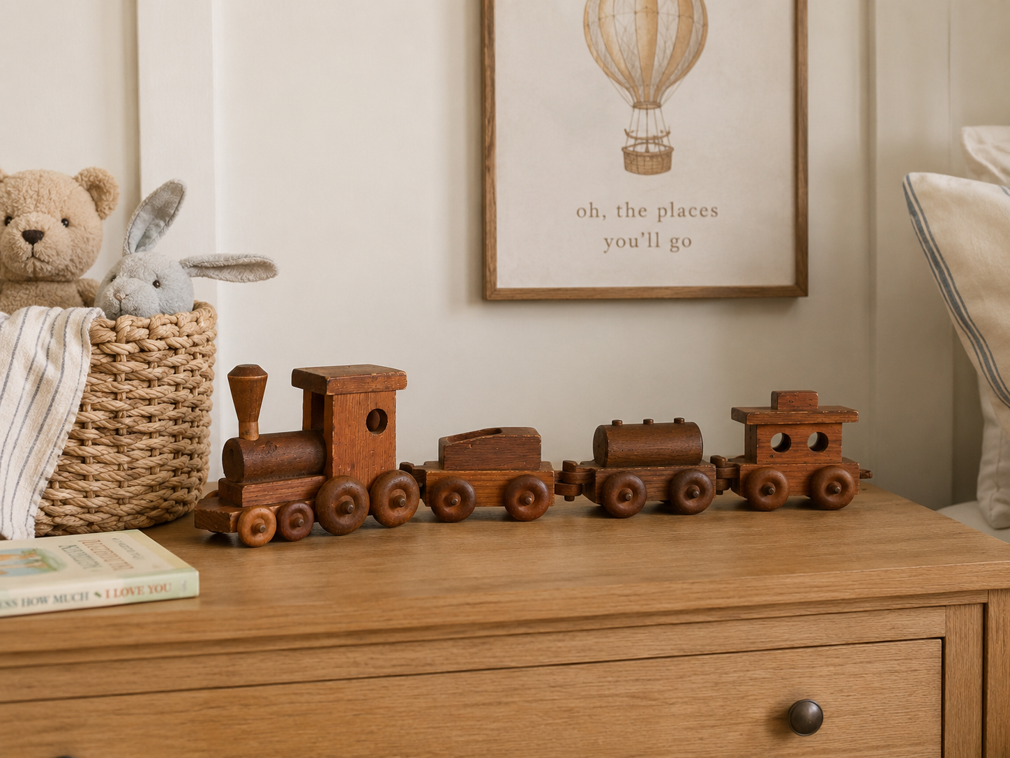Vintage Wooden Train Set - Aimee Weaver Designs