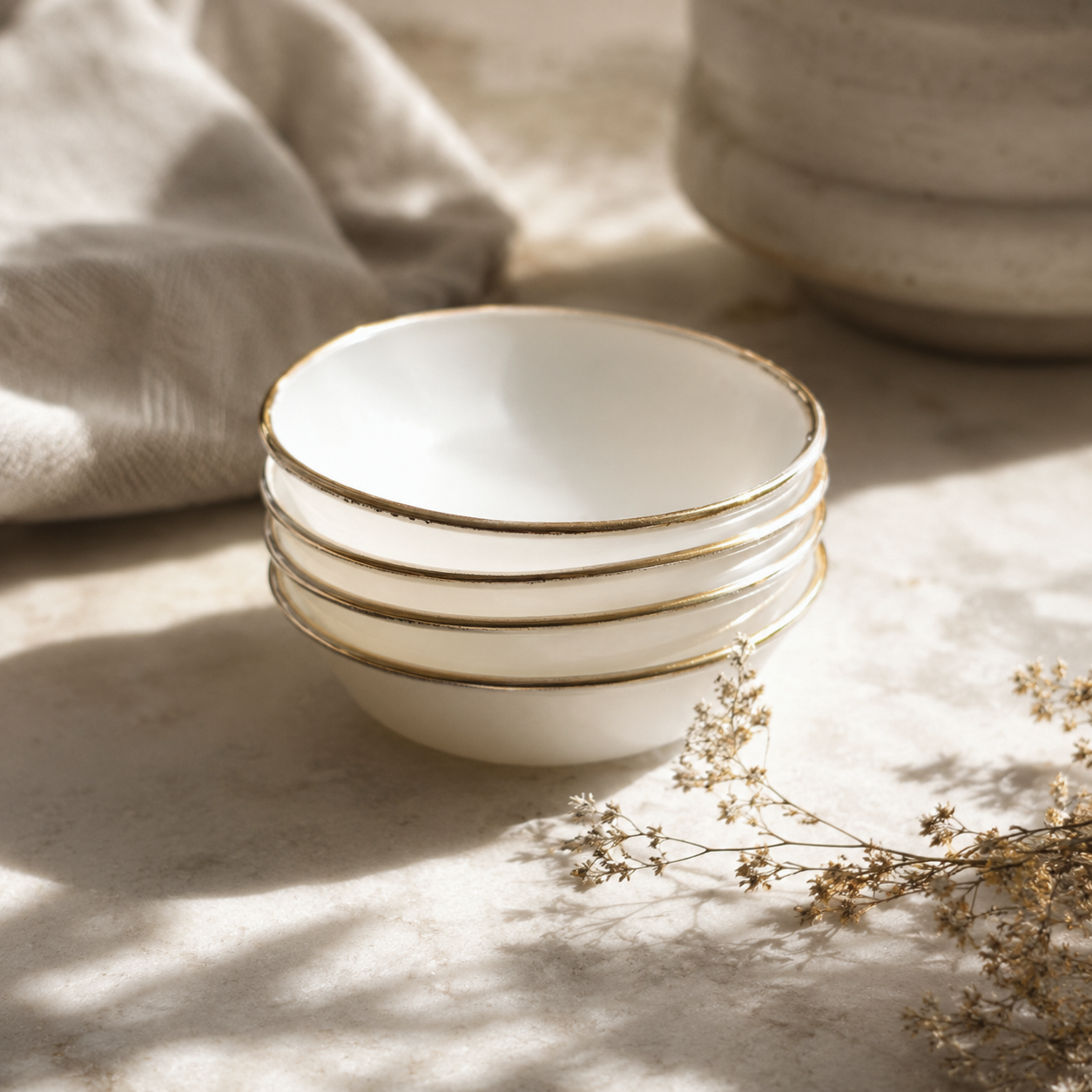 Vintage White & Gold Dessert Dishes | Set of 4 - Aimee Weaver Designs