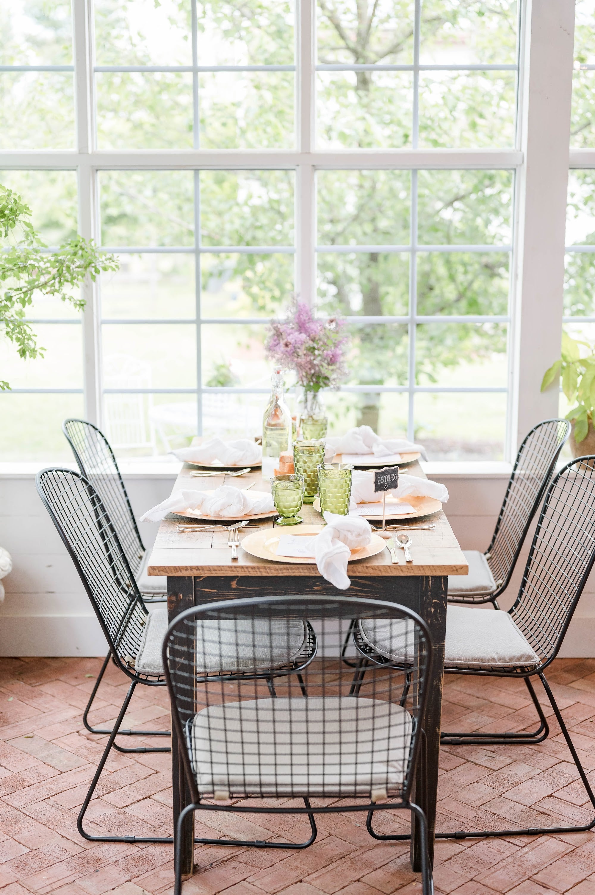 Vintage Green Glass Goblets Rental - Aimee Weaver Designs